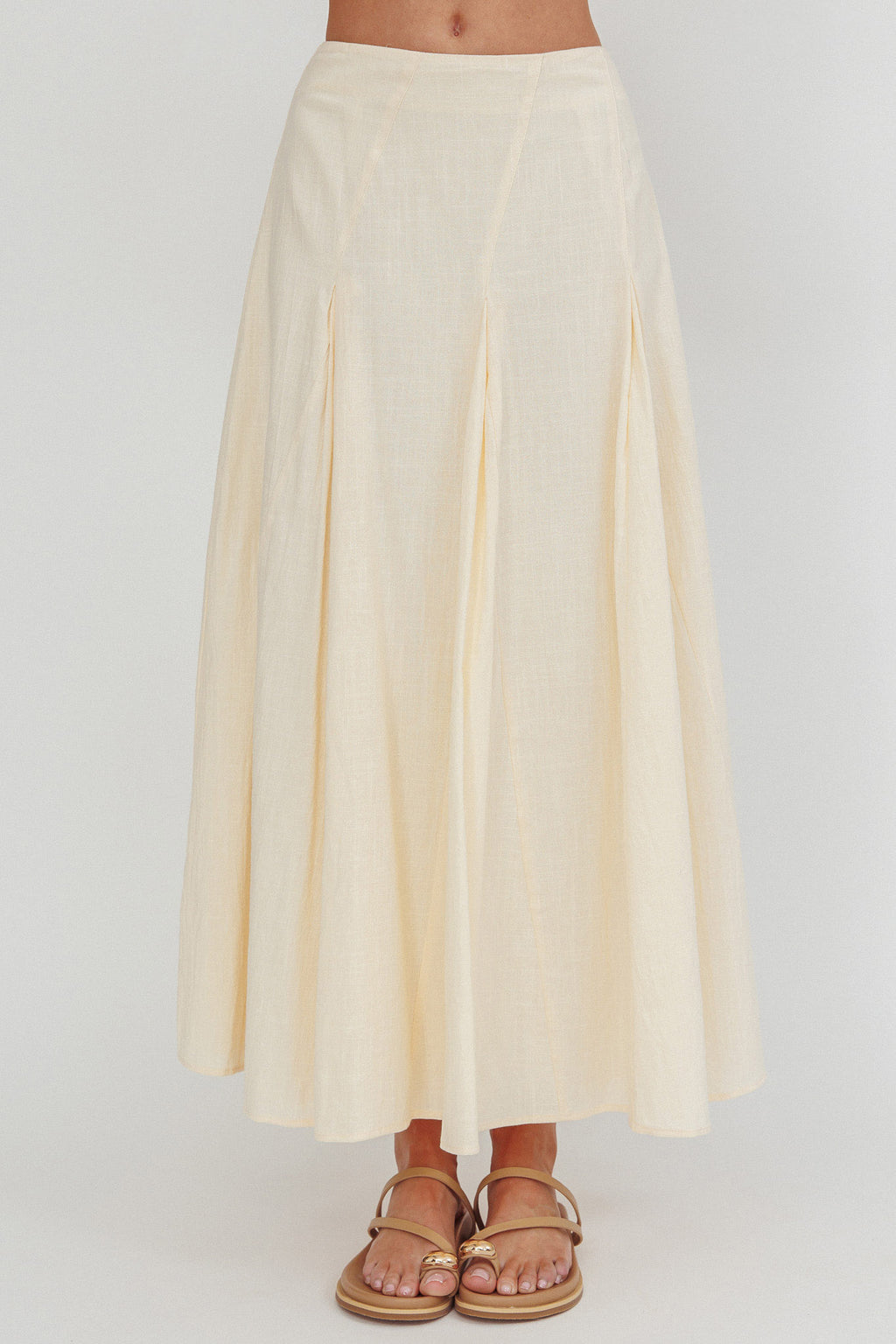 Morning Lights Godet Maxi Skirt Cream by Selfie Leslie