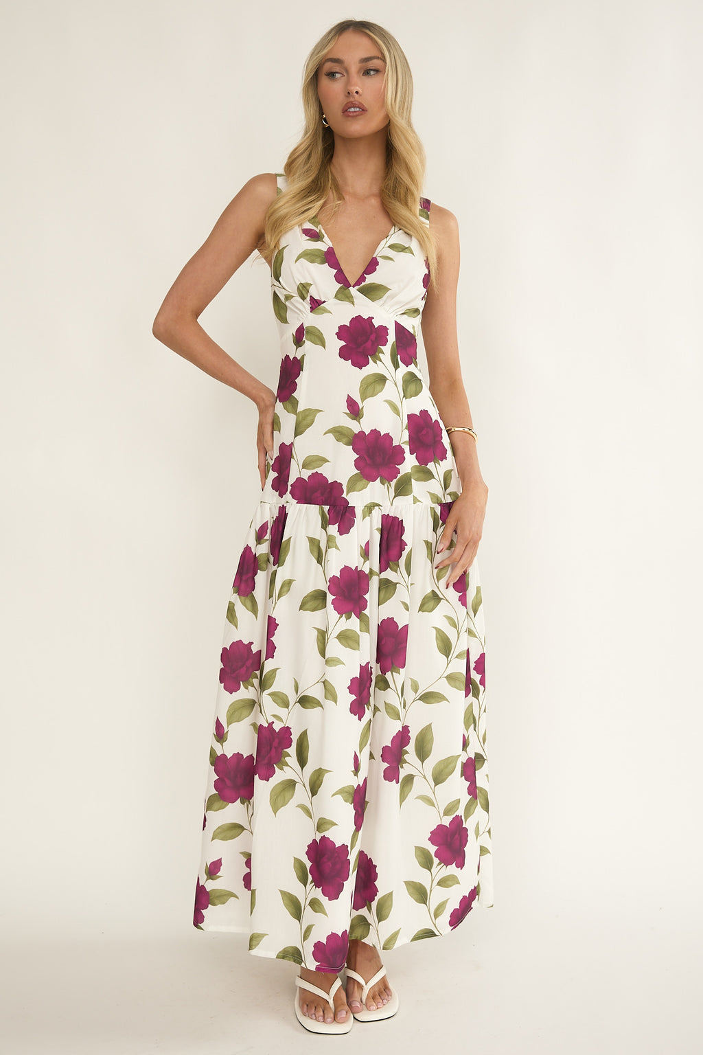 Begonia Drop Waist Maxi Dress Allegra Floral by Selfie Leslie