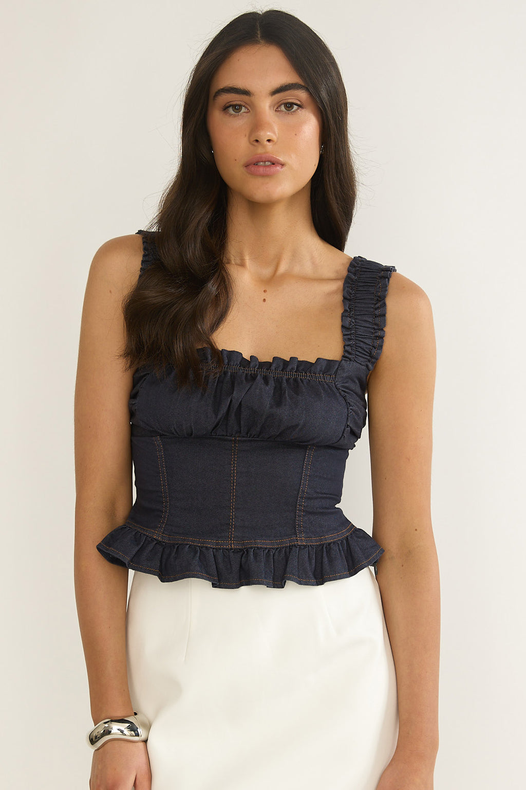 Pacer Smocked Top Indigo by Selfie Leslie