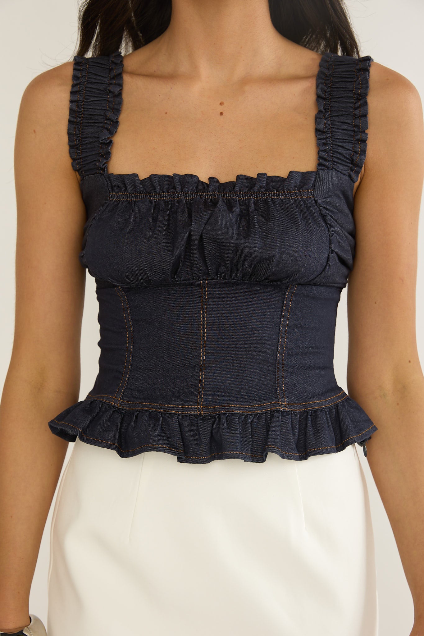 Pacer Smocked Top Indigo by Selfie Leslie