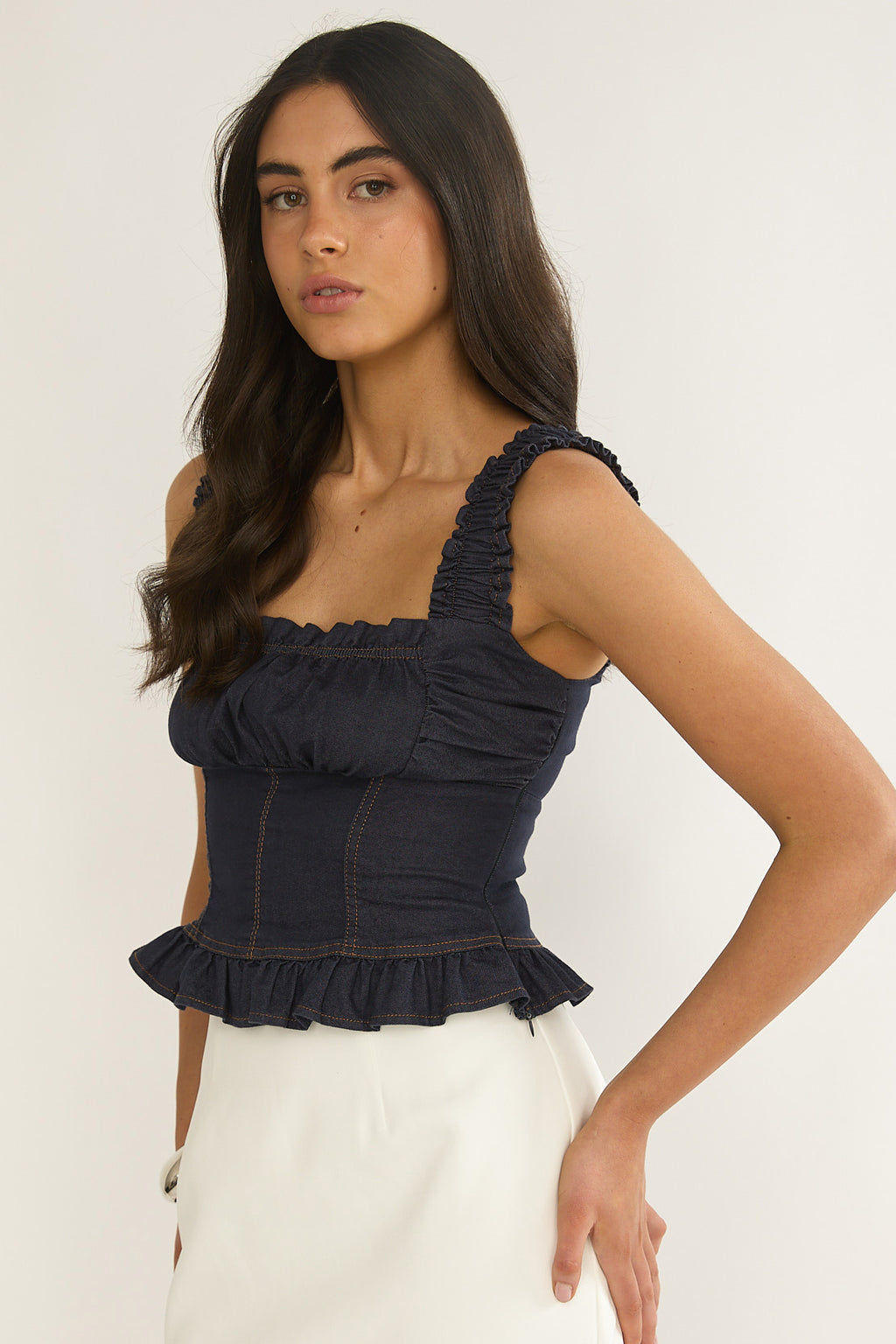 Pacer Smocked Top Indigo by Selfie Leslie
