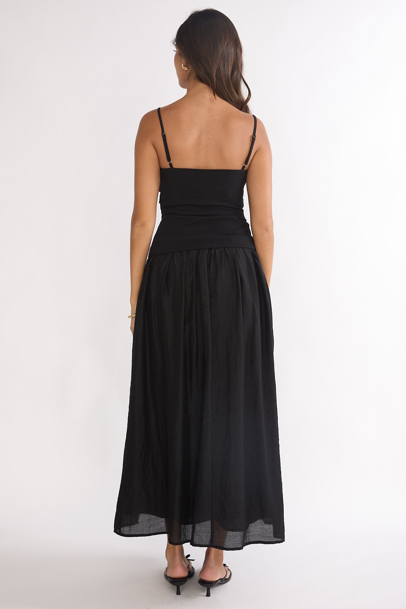 Tobi Square Neck A-Line Maxi Dress Black by Selfie Leslie