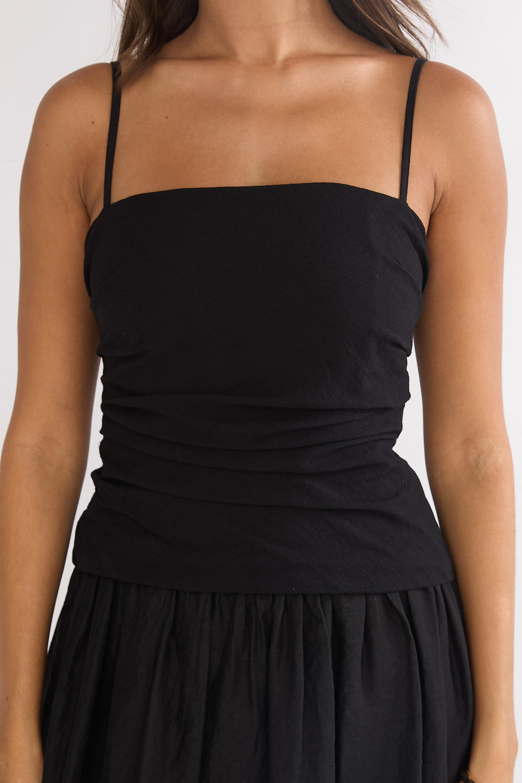 Tobi Square Neck A-Line Maxi Dress Black by Selfie Leslie