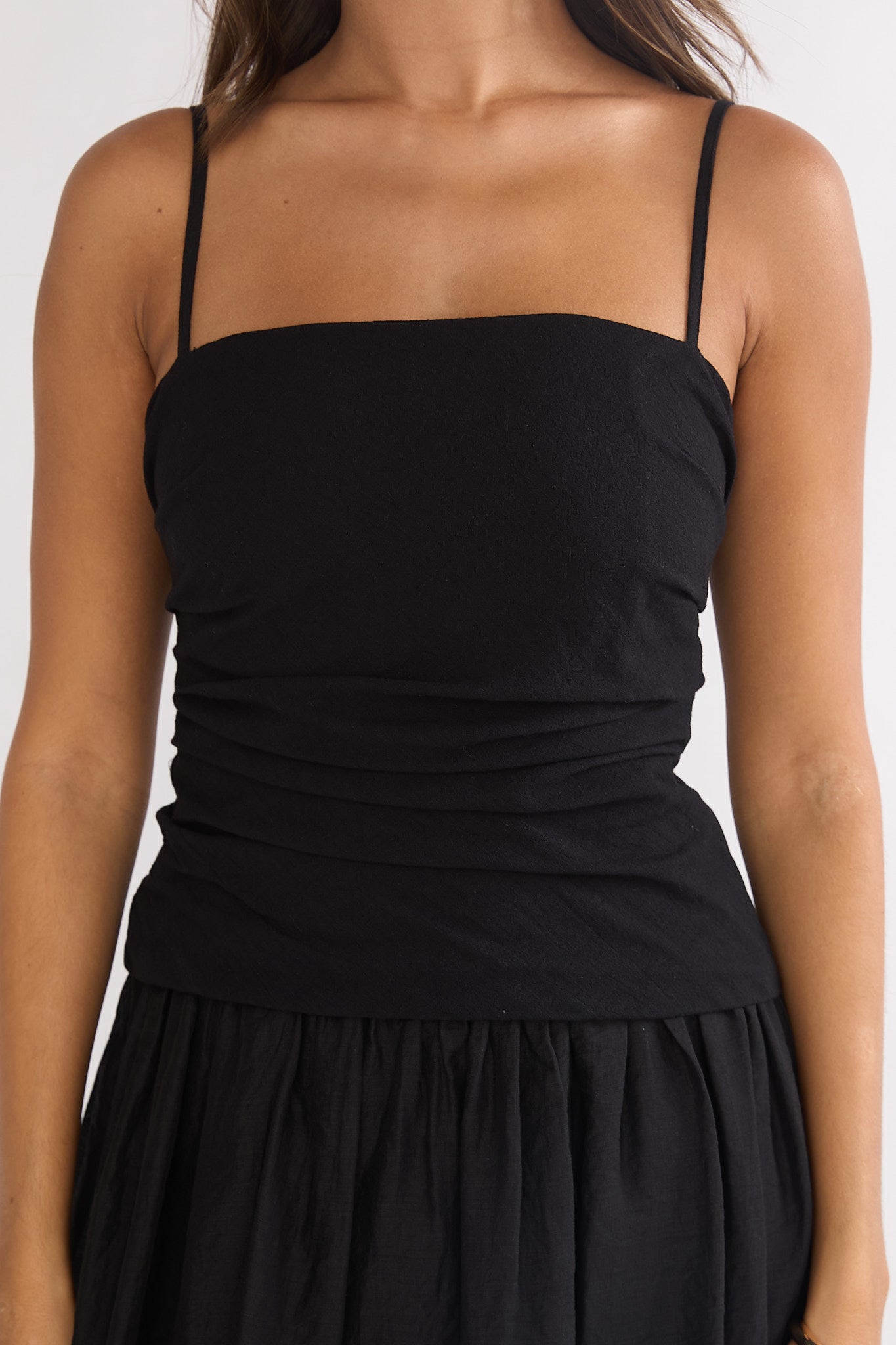 Tobi Square Neck A-Line Maxi Dress Black by Selfie Leslie
