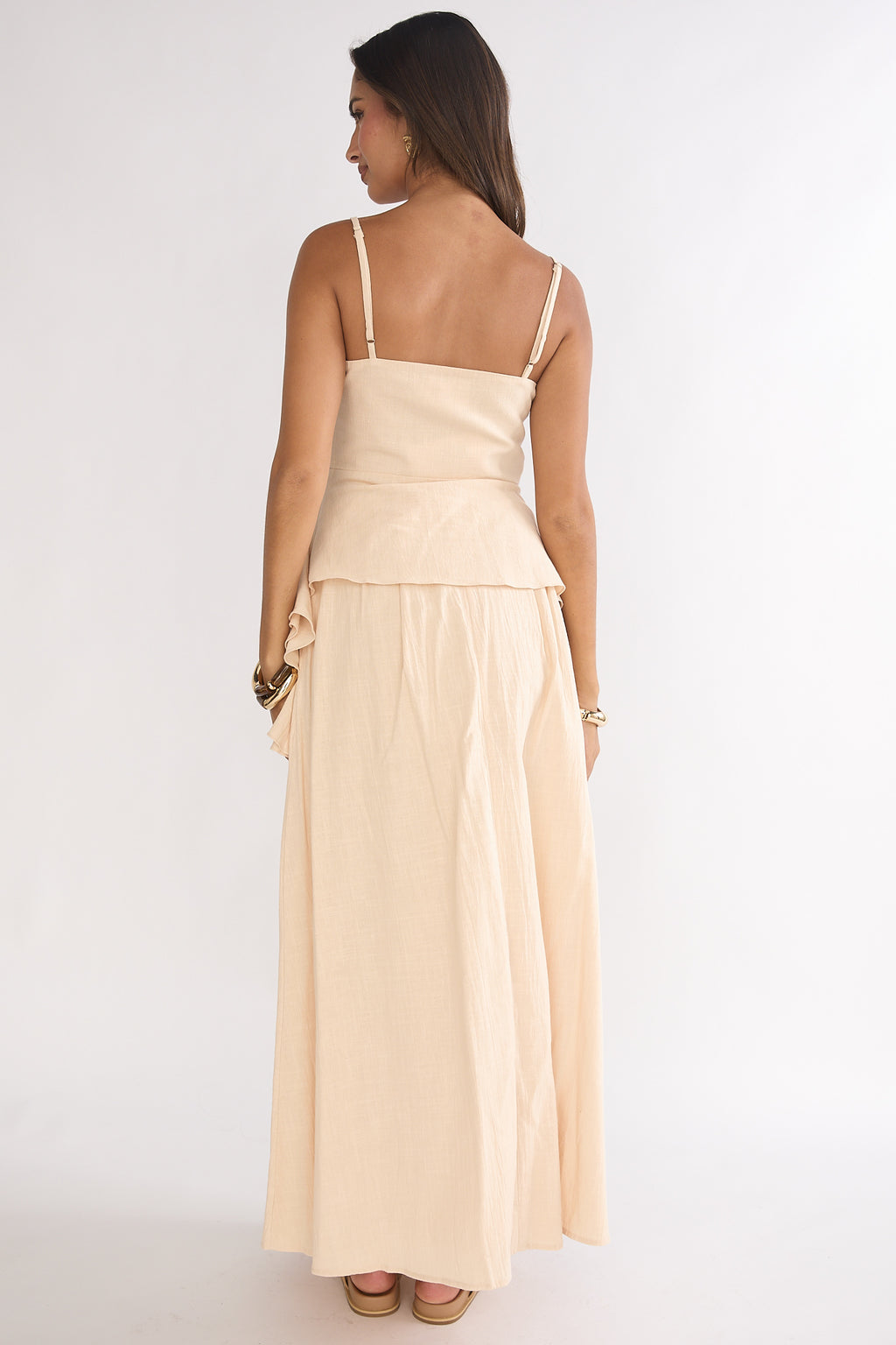 Riviera Romance Pleat Maxi Skirt Cream by Selfie Leslie