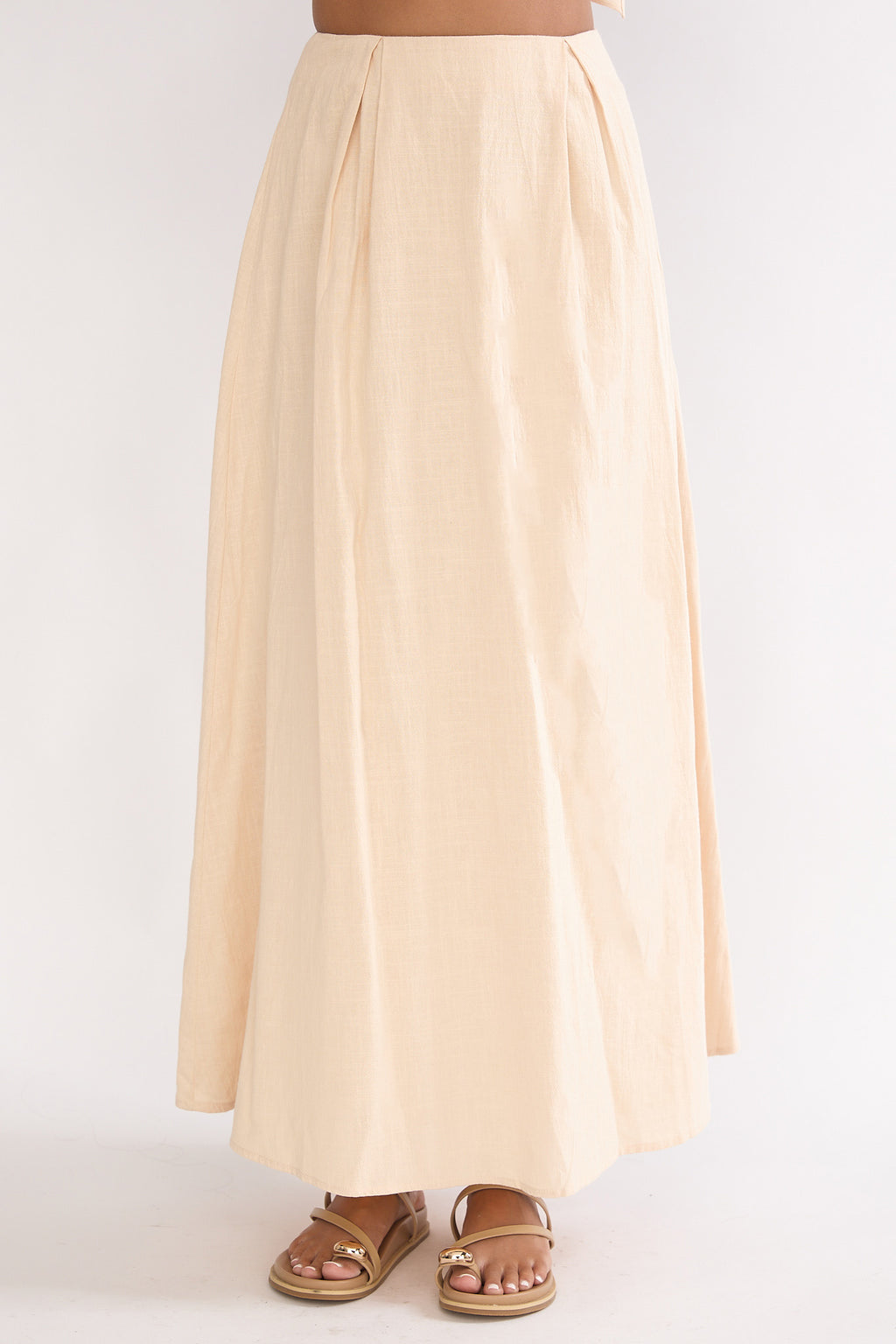 Riviera Romance Pleat Maxi Skirt Cream by Selfie Leslie