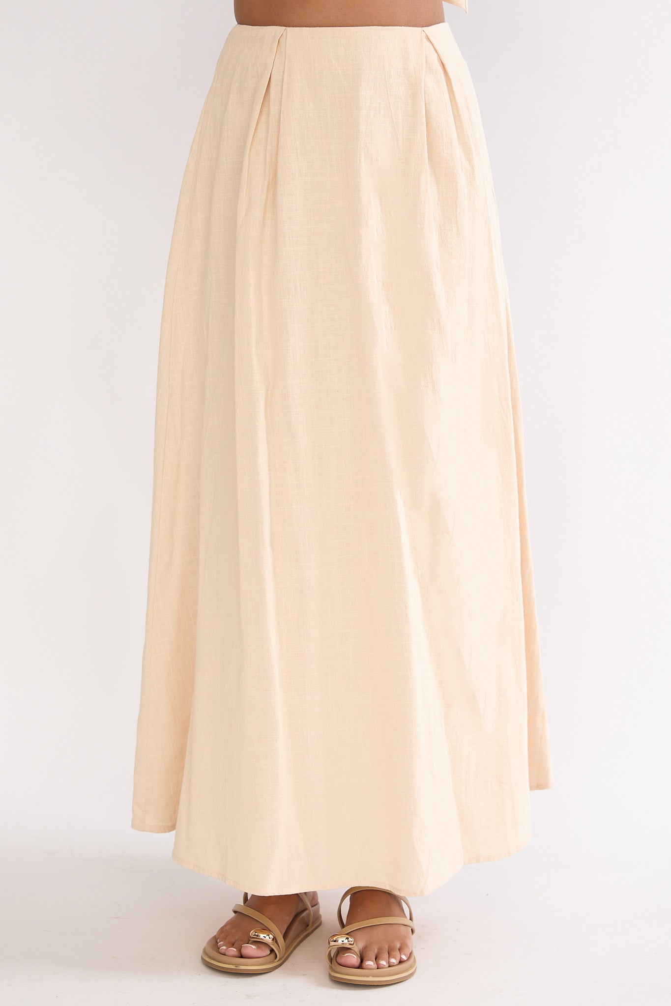 Riviera Romance Pleat Maxi Skirt Cream by Selfie Leslie