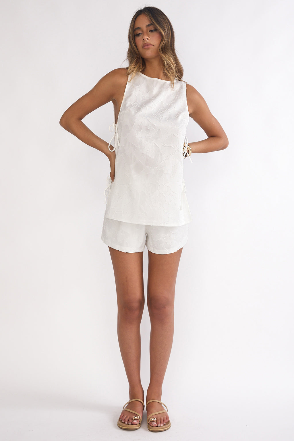 Honeykiss Tie Side Top White by Selfie Leslie