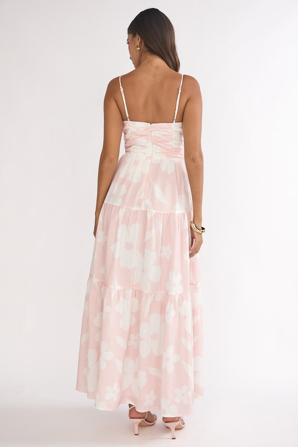 Darelle Tied Bodice Maxi Dress Floral Pink by Selfie Leslie