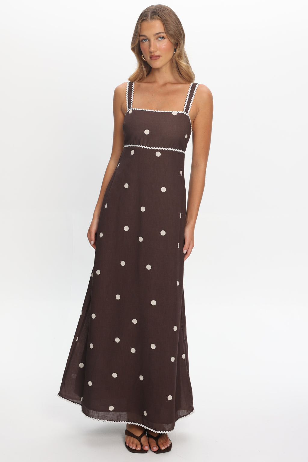 square neck maxi dress formal Teena Square Neckline Maxi Dress Print Chocolate