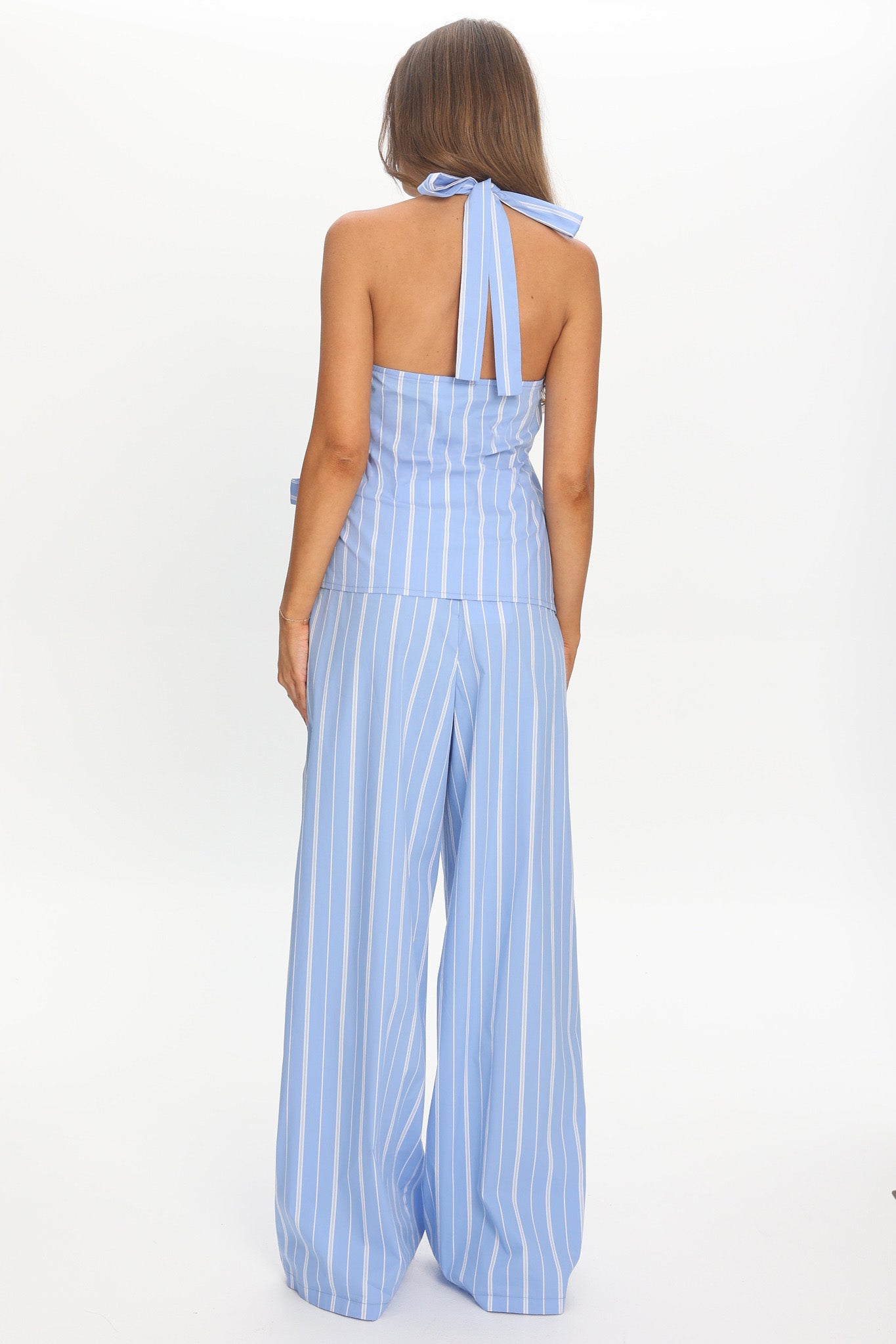Teela Wide Leg Pants Stripe Blue