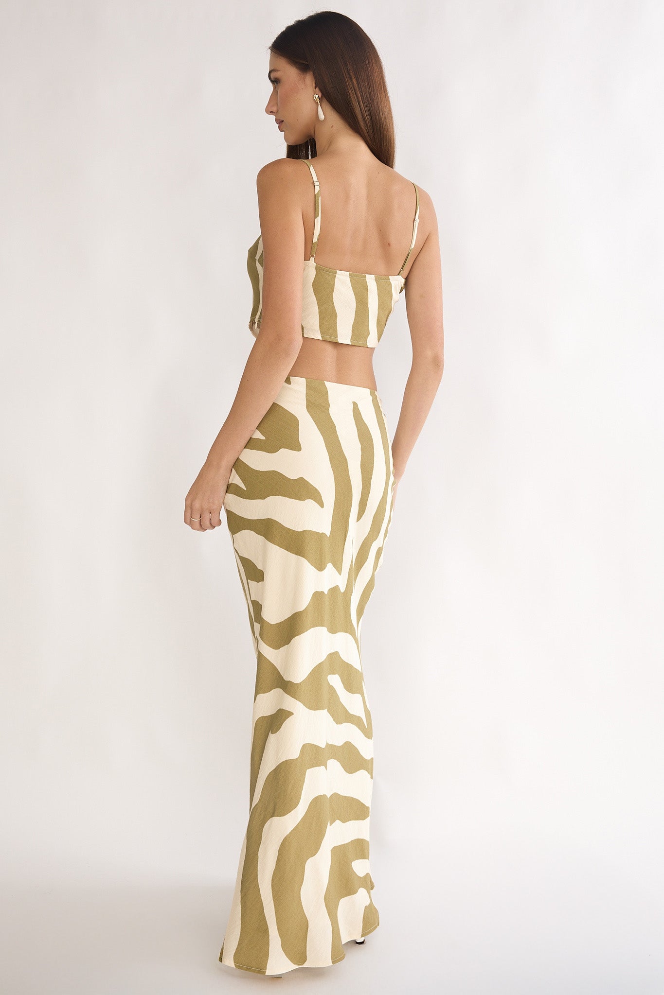 Blythe Maxi Skirt Zebra Khaki | Selfie Leslie