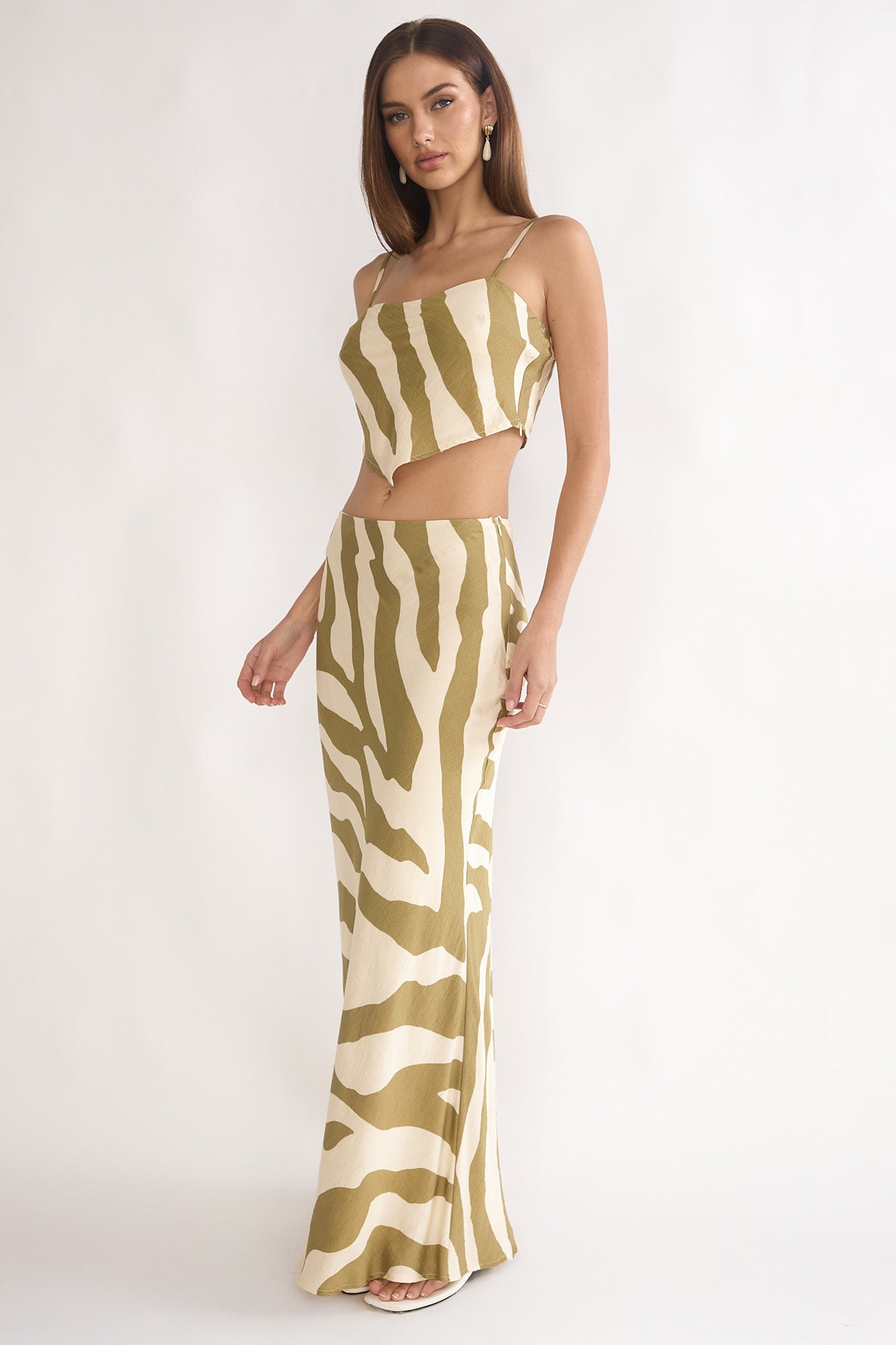 Blythe Maxi Skirt Zebra Khaki
