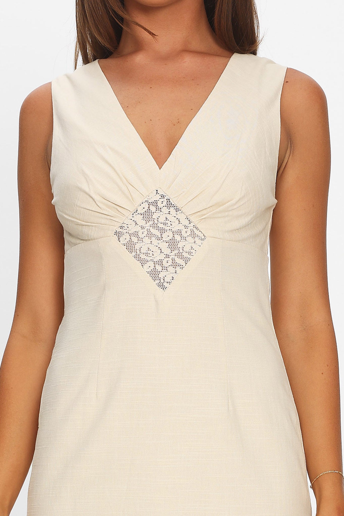 Perry Lace Insert Maxi Dress Vanilla by Selfie Leslie