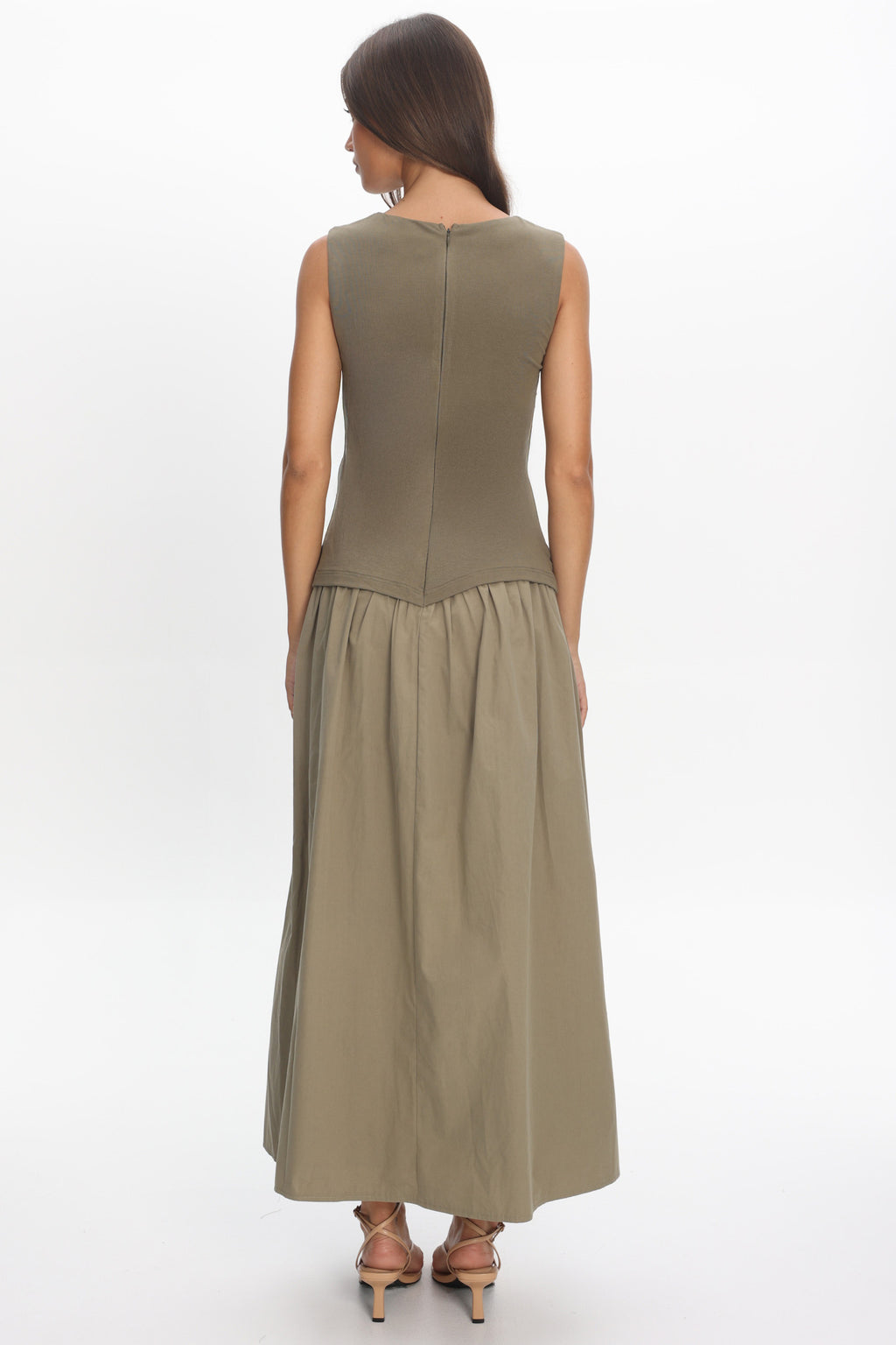 Keeeva Boatneck Maxi Dress Light Khaki