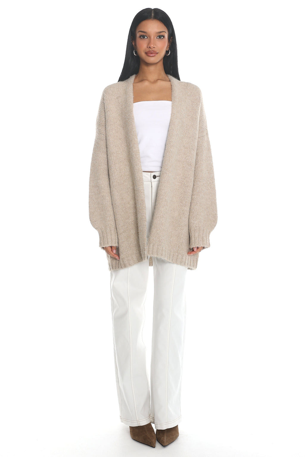 Jinnica Long Knit Cardigan Oat by Selfie Leslie