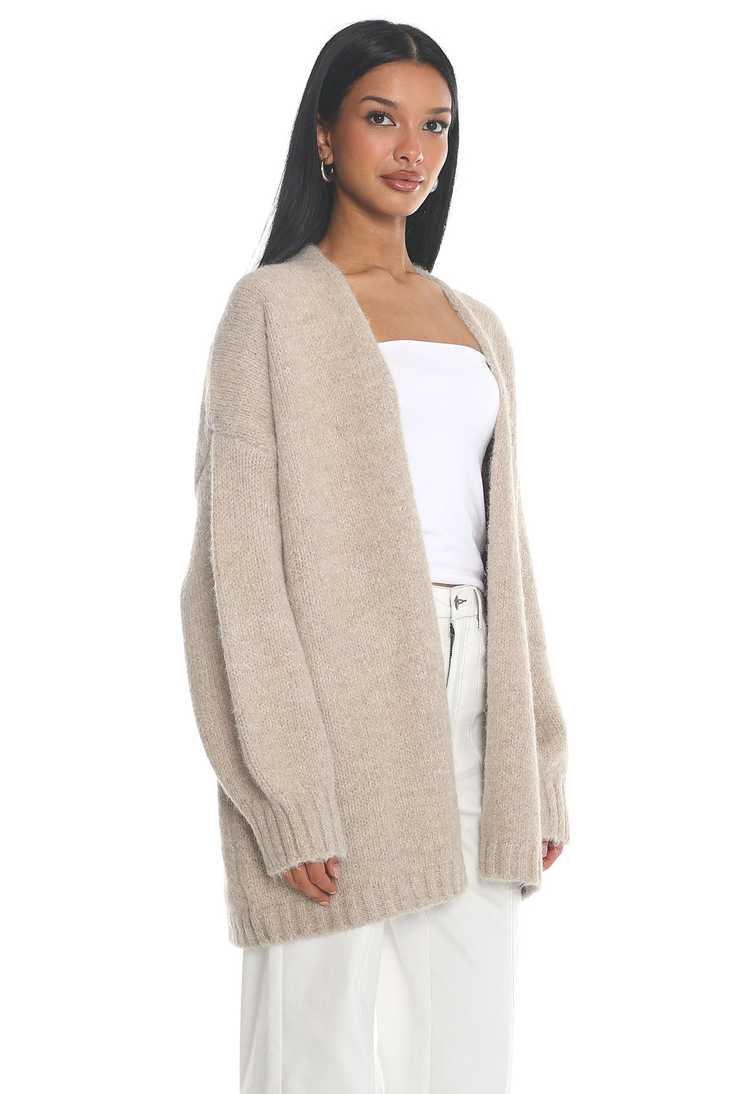 Jinnica Long Knit Cardigan Oat by Selfie Leslie