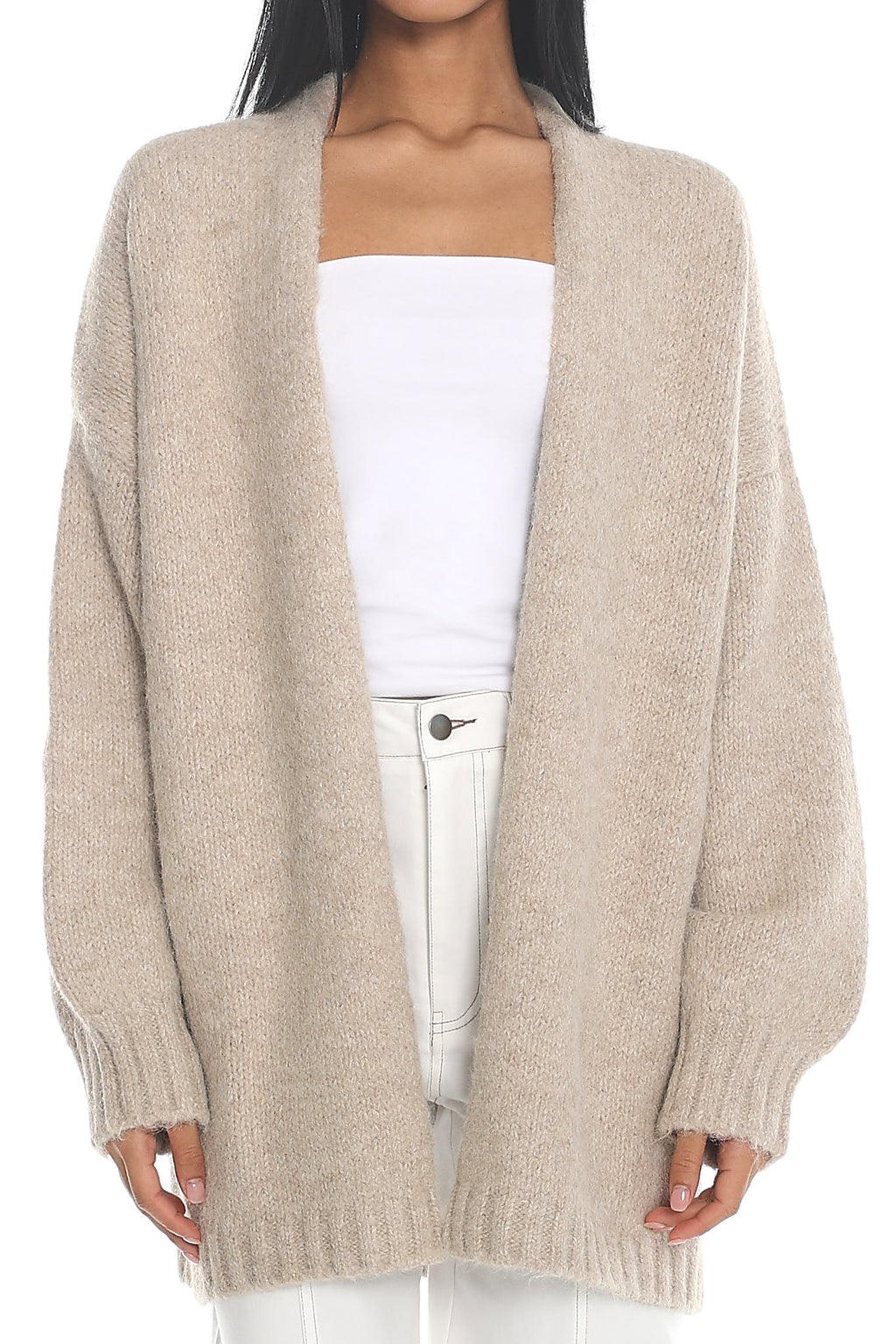 Jinnica Long Knit Cardigan Oat by Selfie Leslie