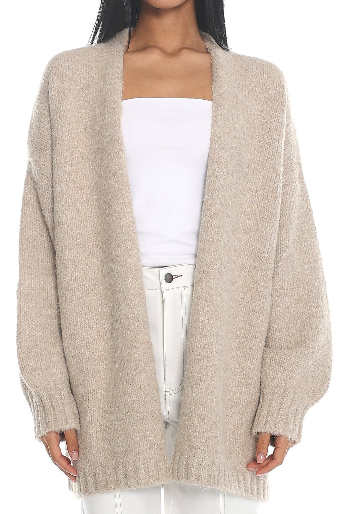 Jinnica Long Knit Cardigan Oat by Selfie Leslie