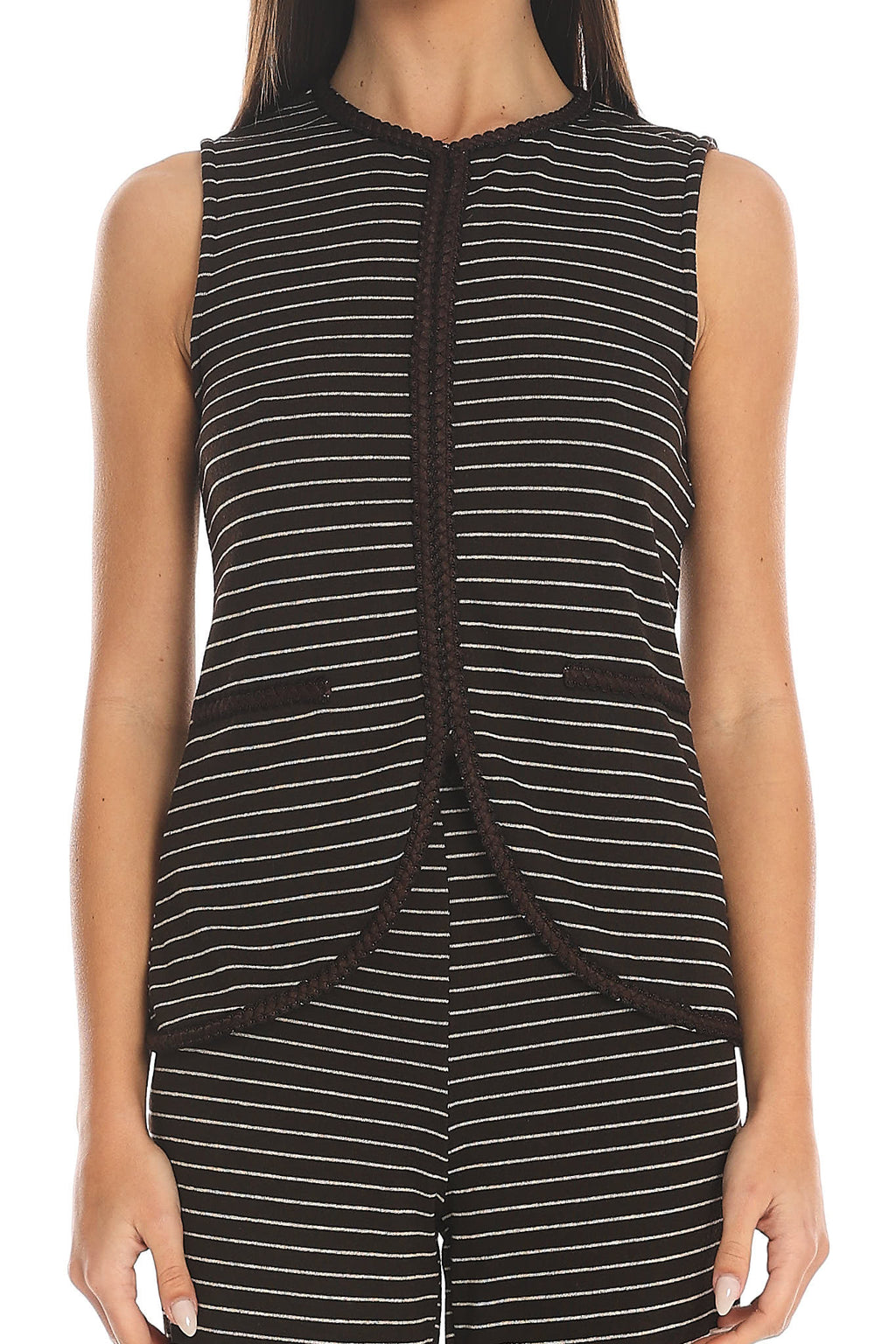 Halina Striped Vest Top Chocolate