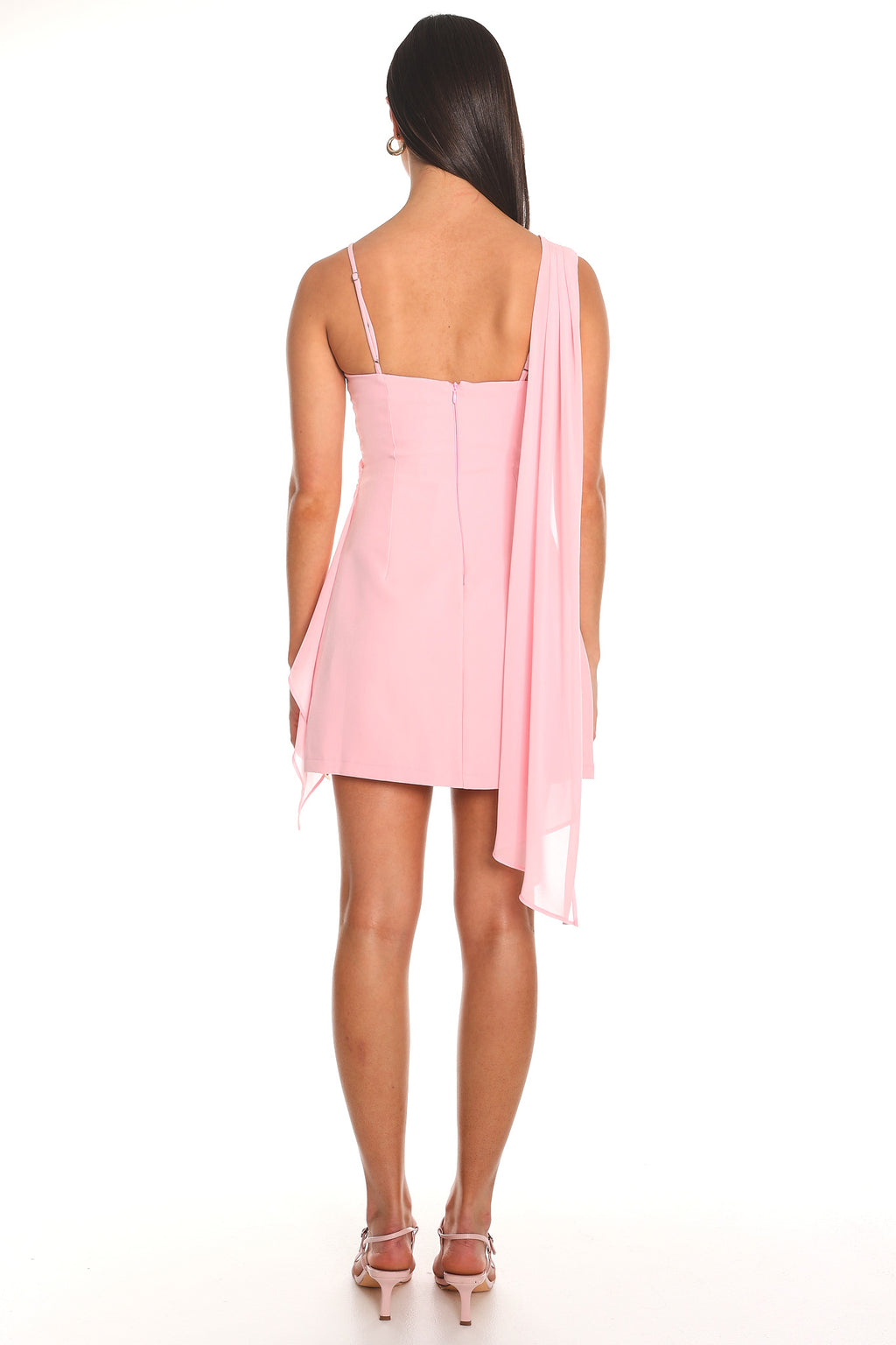After Light Draped One-Shoulder Mini Dress Pink