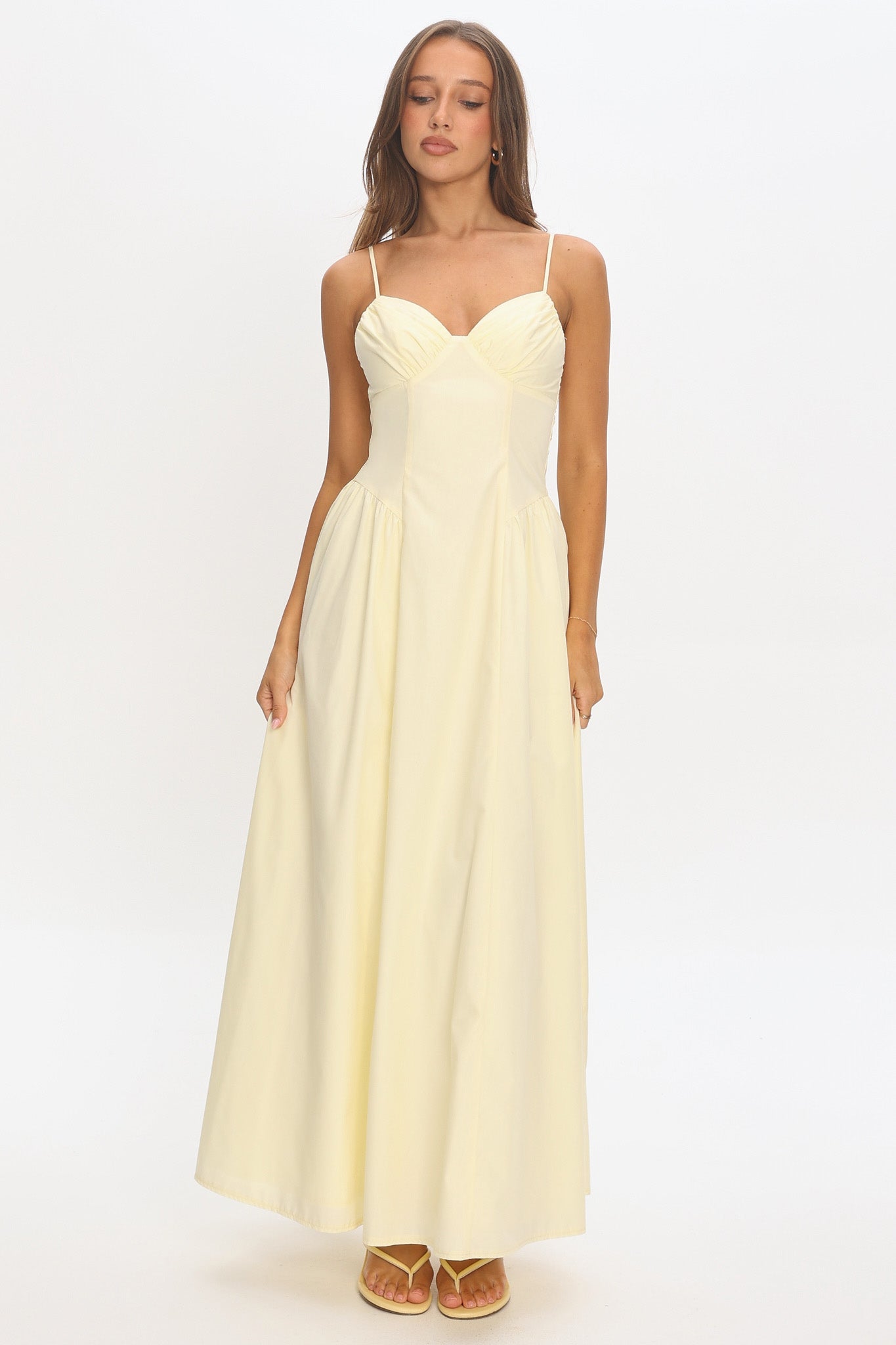 butter yellow dress maxi Radiant Form Perfect luxury wedding guest outfit 2025. Honeymoon Avenue Twist Maxi Dress