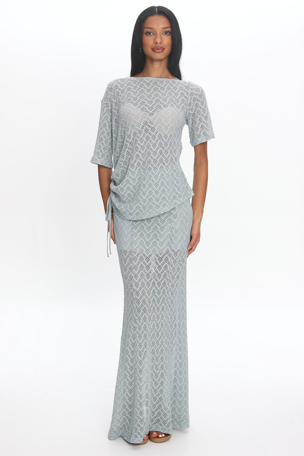 Sidibe Crochet Maxi Skirt Light Blue