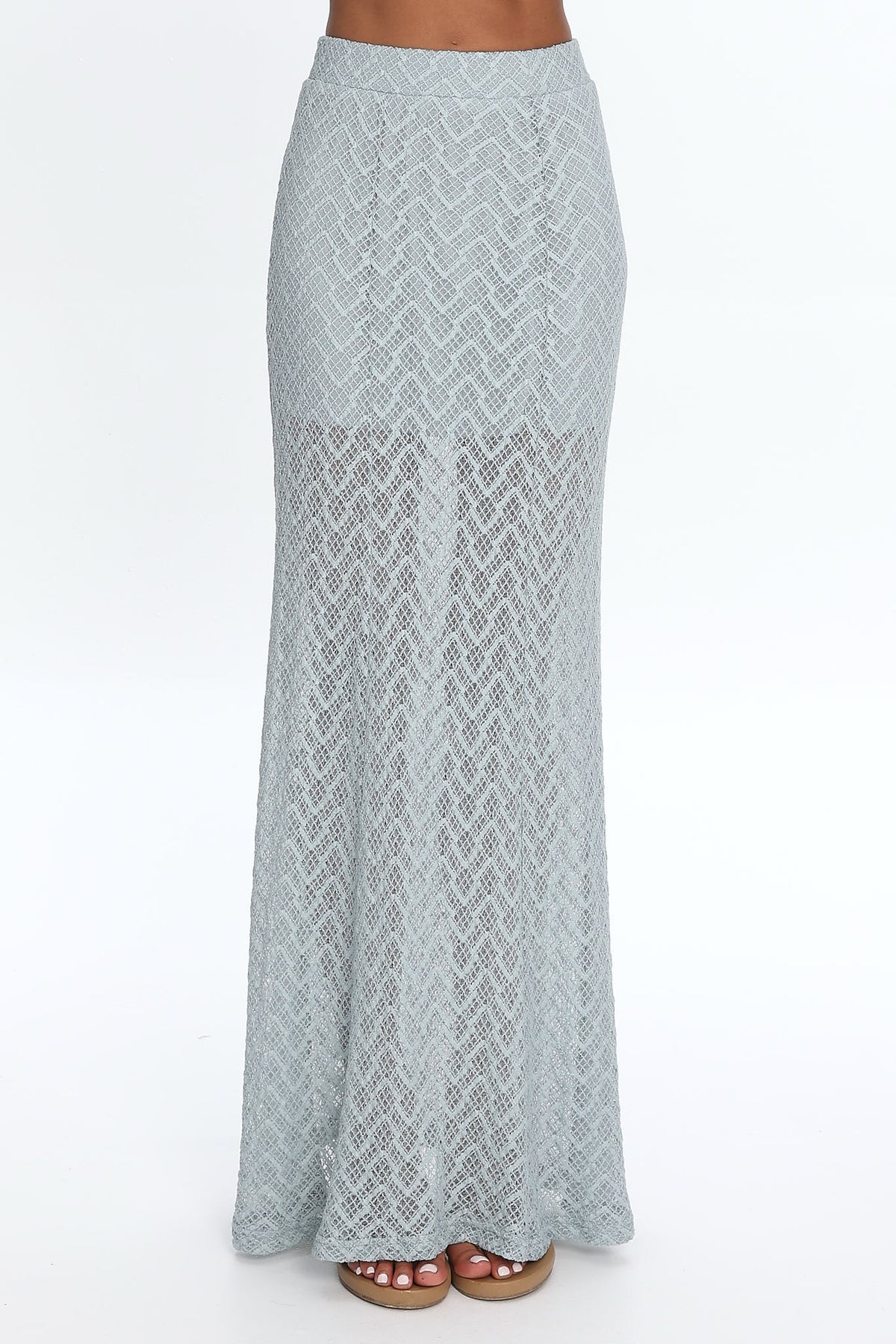 Sidibe Crochet Maxi Skirt Light Blue