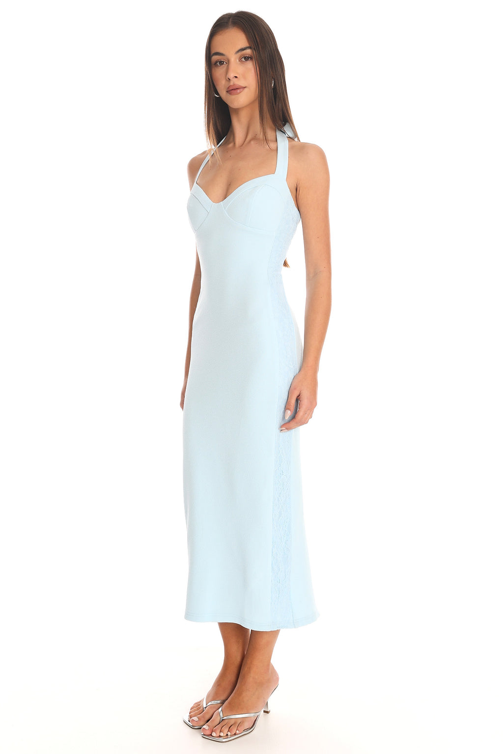 Angelite Halter Midi Dress Light Blue