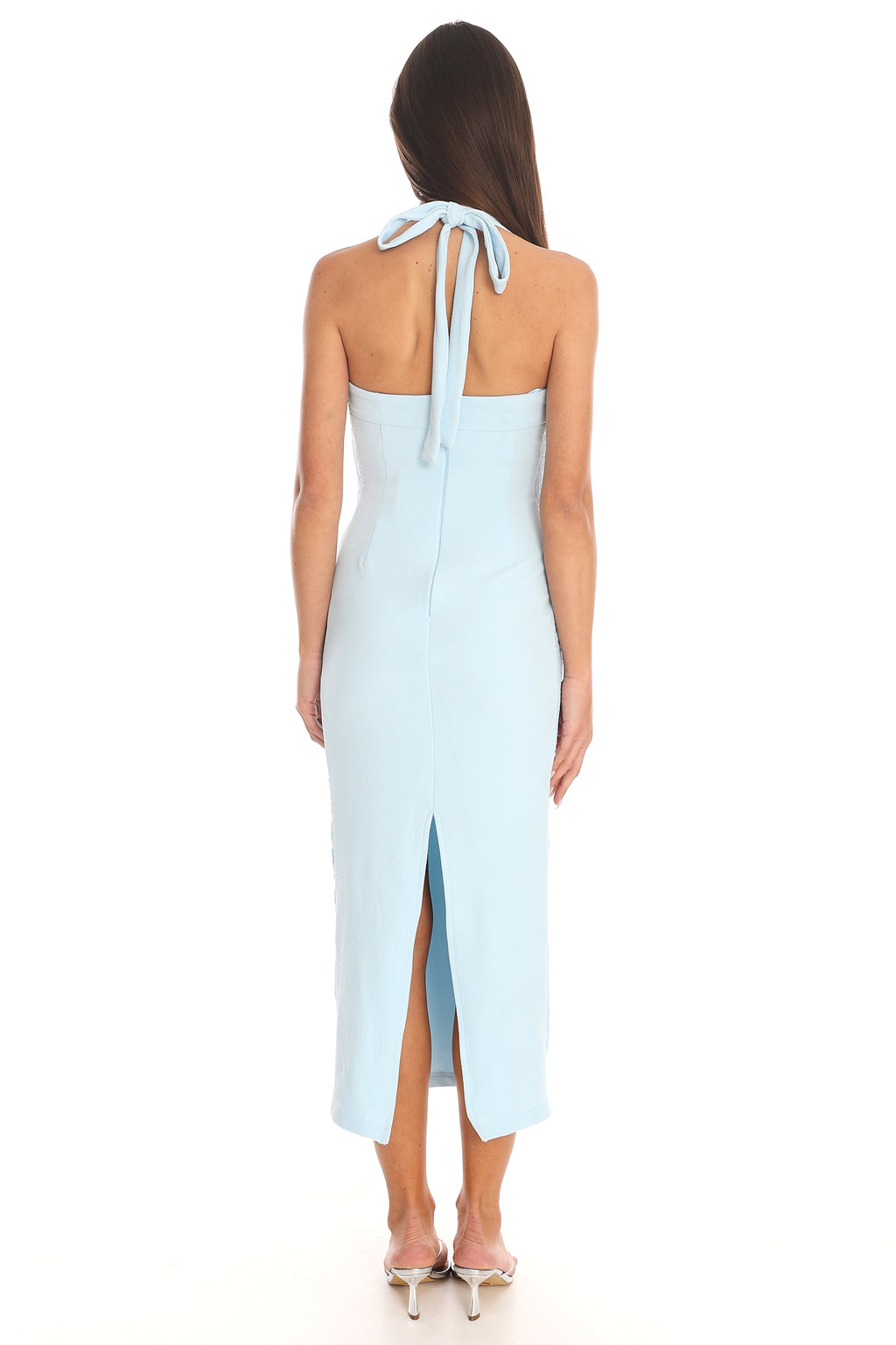 Angelite Halter Midi Dress Light Blue