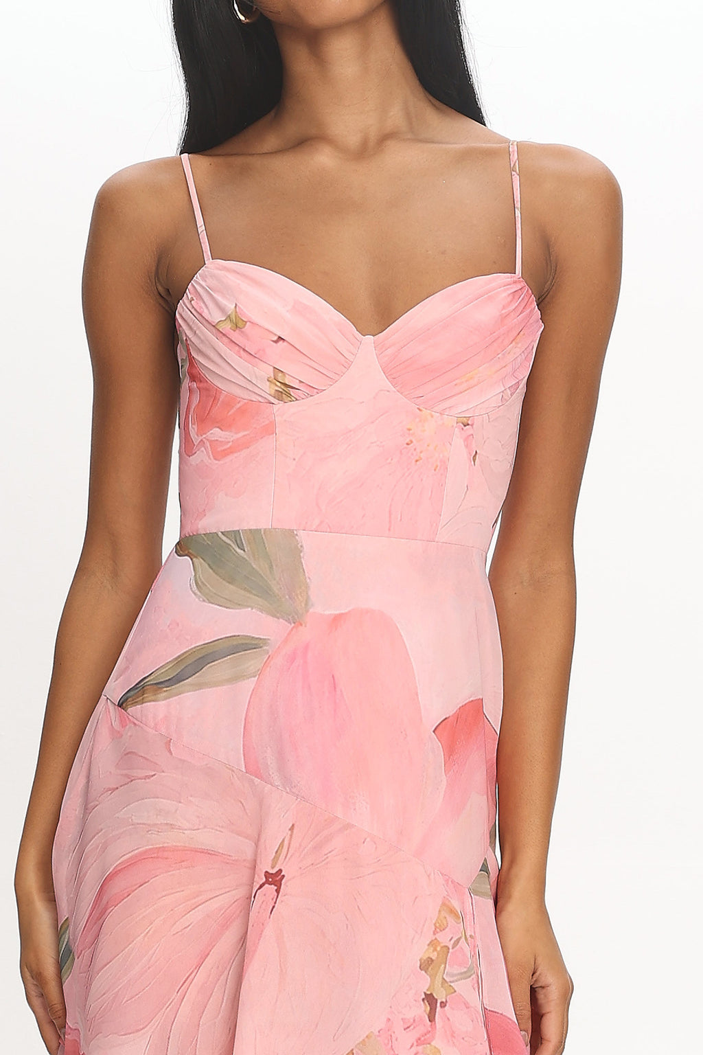 Botanical Bloom Tiered Maxi Dress Pink