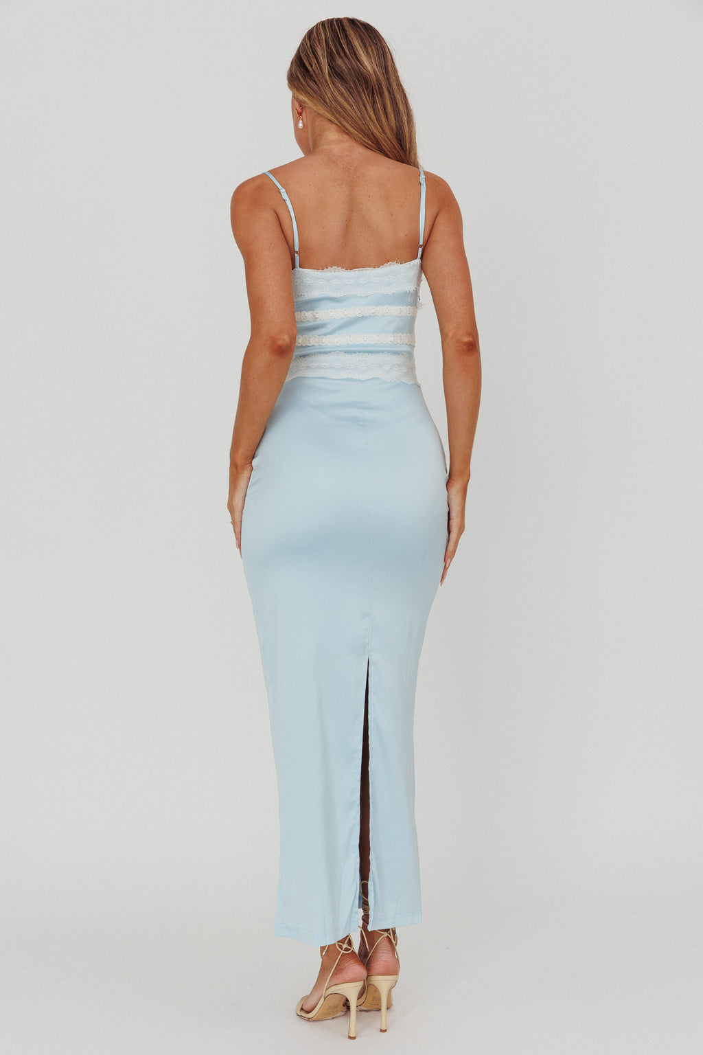 Kellan Lace Trim Maxi Dress Blue by Selfie Leslie