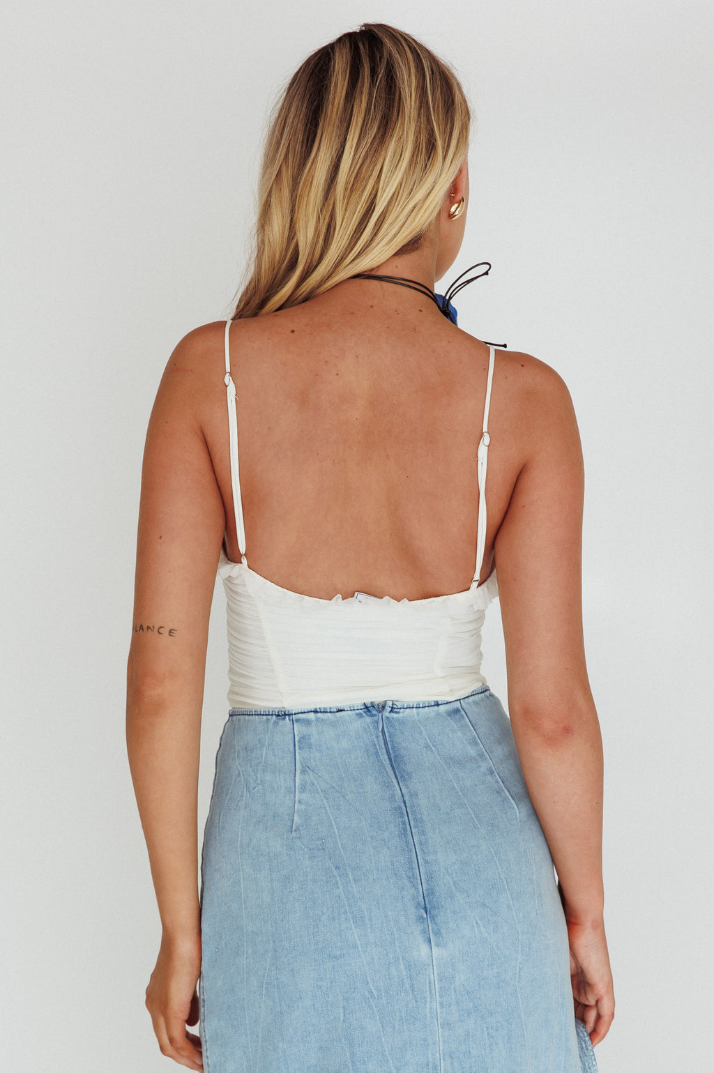 Orli Ruched Bodysuit White by Selfie Leslie