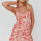 First Light Cami Strap Ruched Dress Floral Pink
