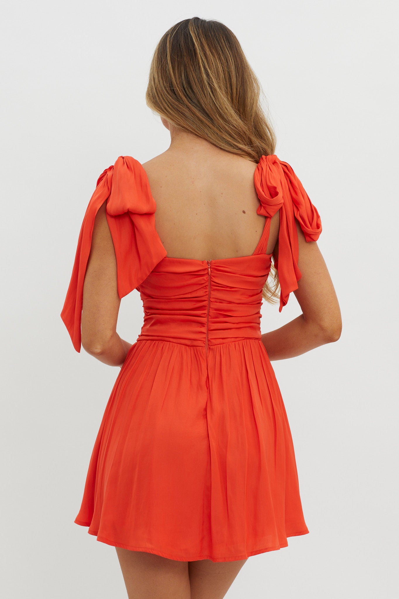 Lola Tied Shoulder Mini Dress Cherry Red by Selfie Leslie