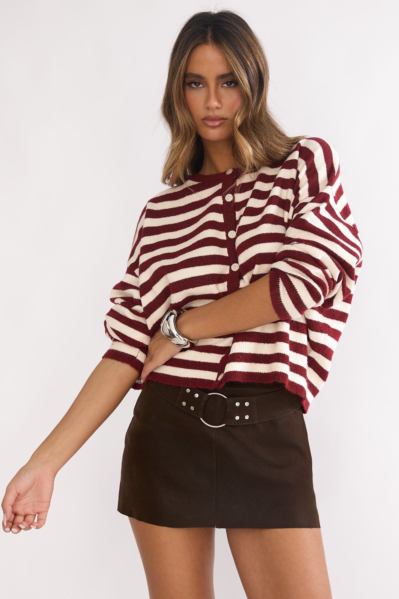 Opeline Waist Belt Skort Brown by Selfie Leslie
