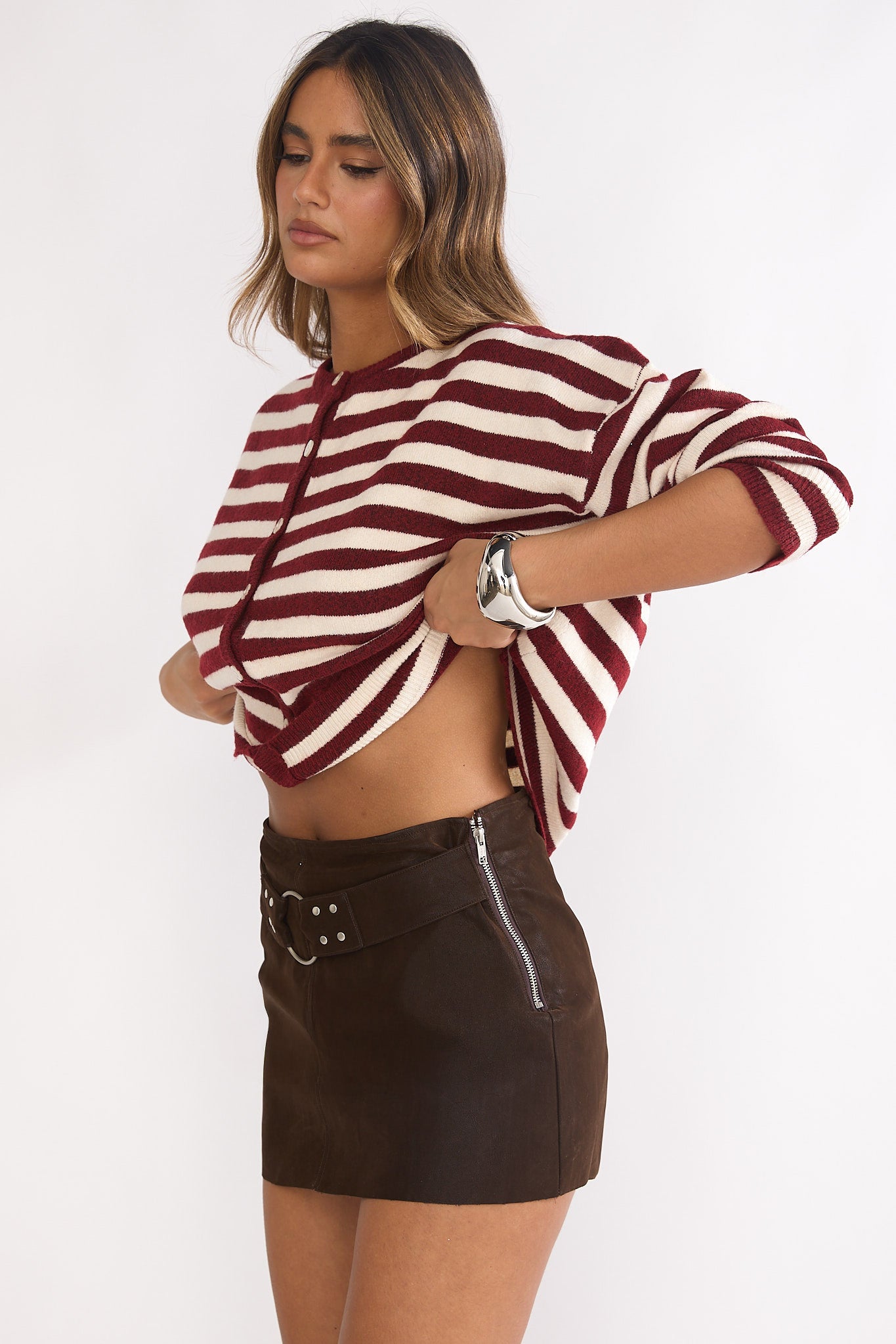 Opeline Waist Belt Skort Brown by Selfie Leslie