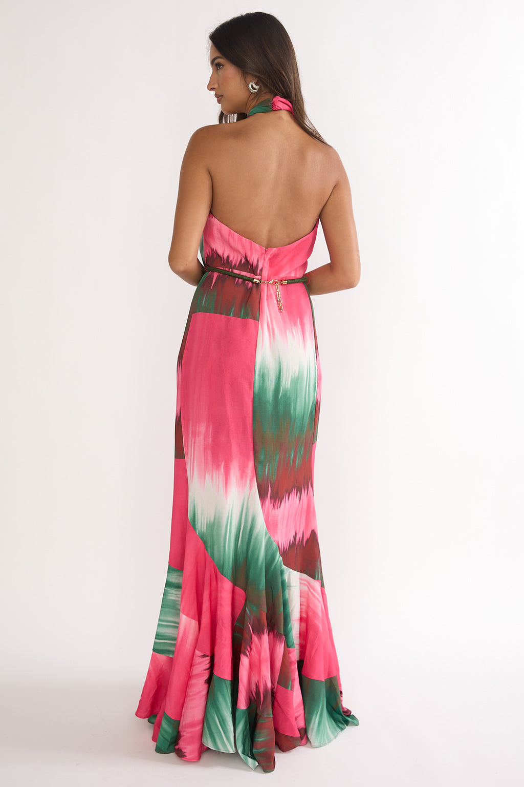 Elaina Rope Waist Halter Maxi Dress Fuchsia by Selfie Leslie
