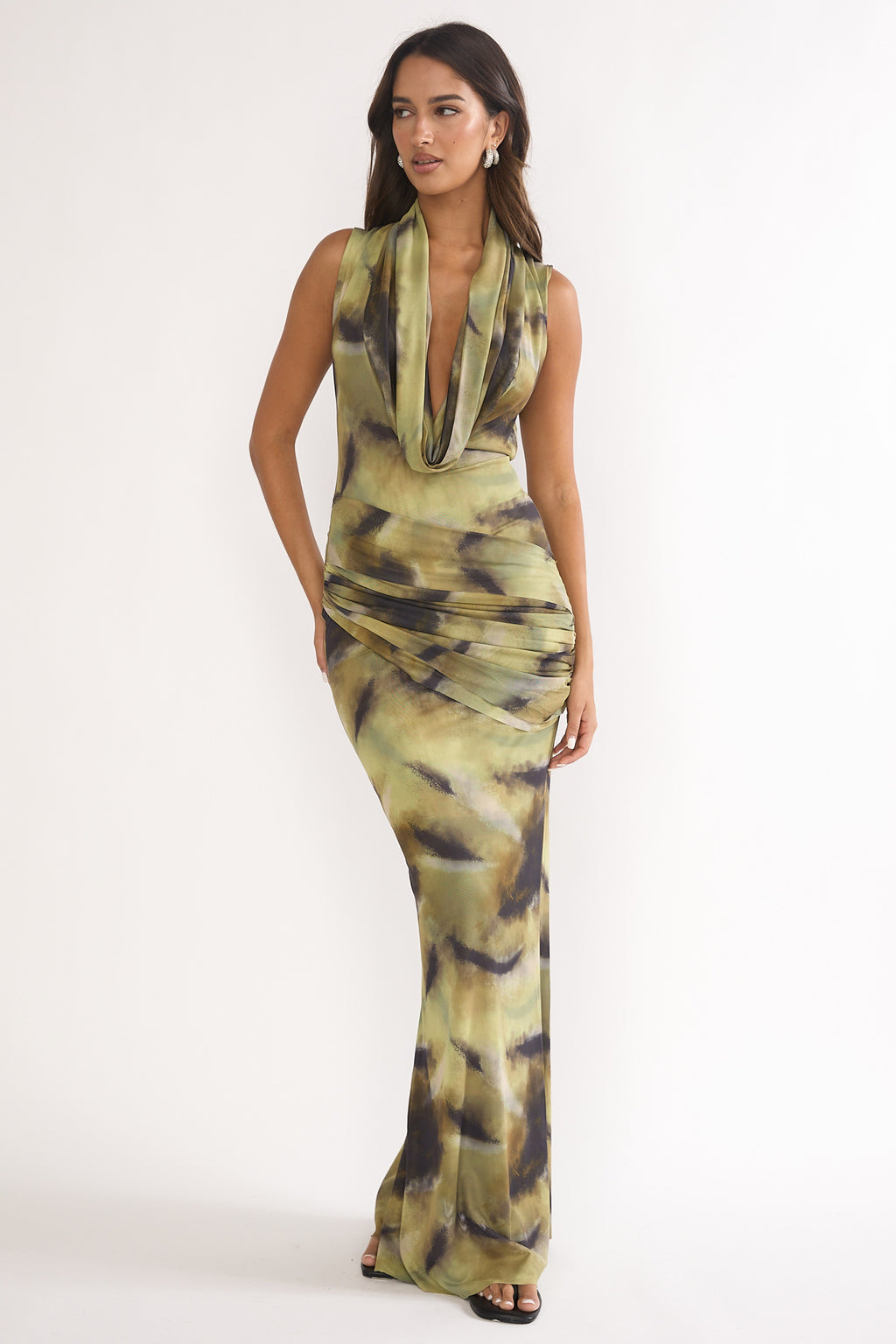 Veya Sleeveless Cowl Maxi Dress Moss by Selfie Leslie