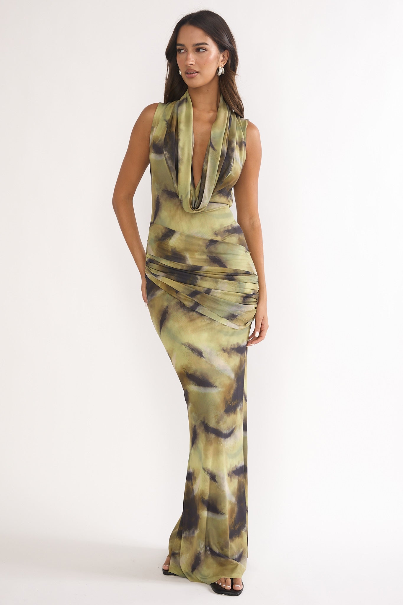 Veya Sleeveless Cowl Maxi Dress Moss by Selfie Leslie