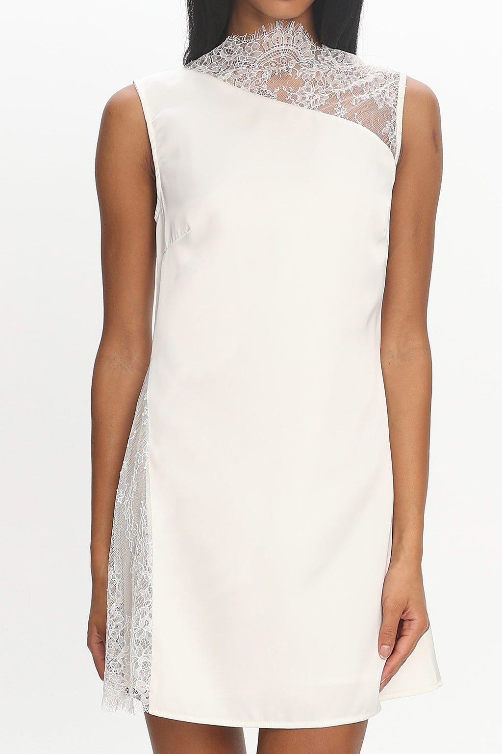 Agora Lace-Panel Mini Dress Off White
