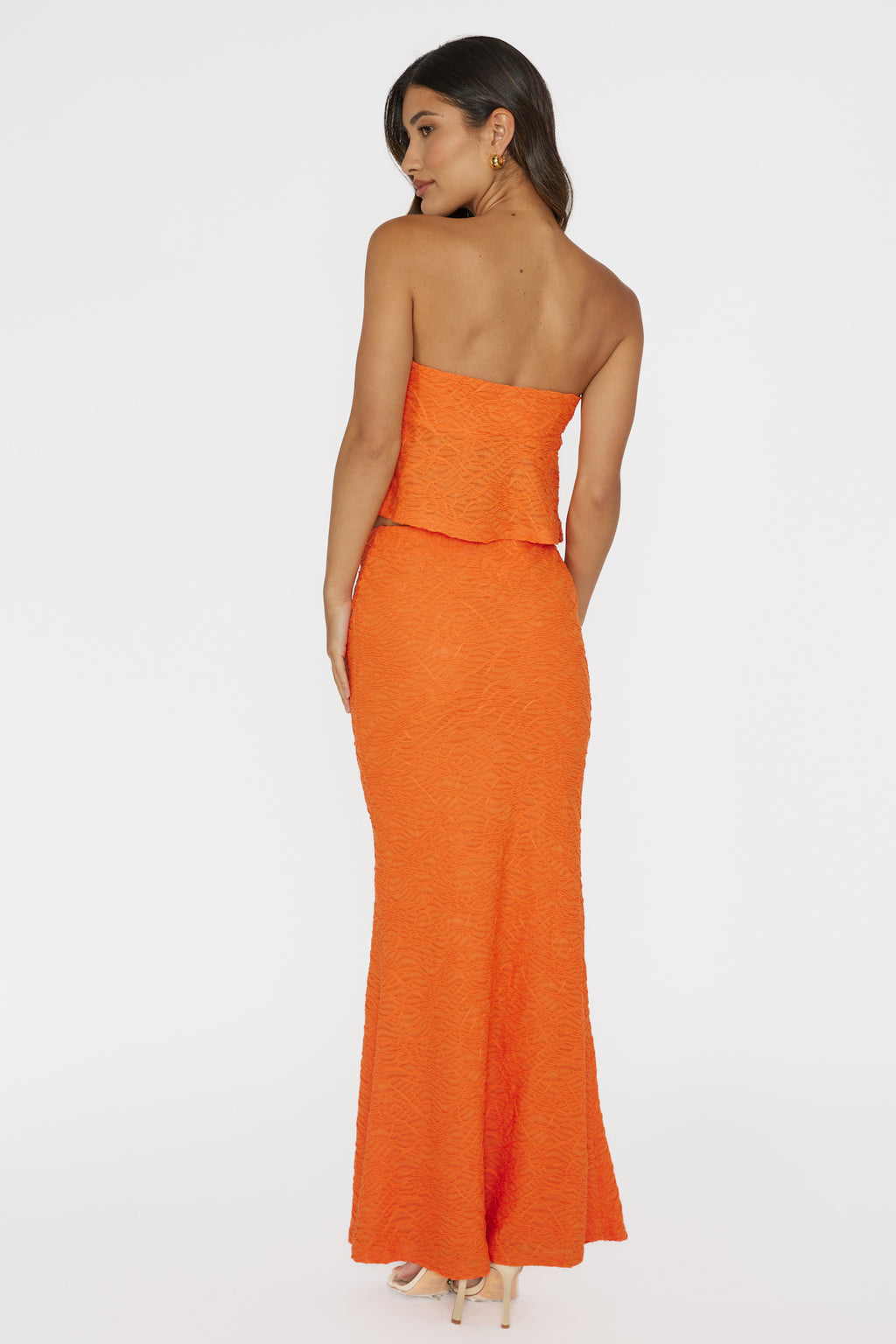 Chat Me Up Embellished Maxi Skirt Tangerine by Selfie Leslie