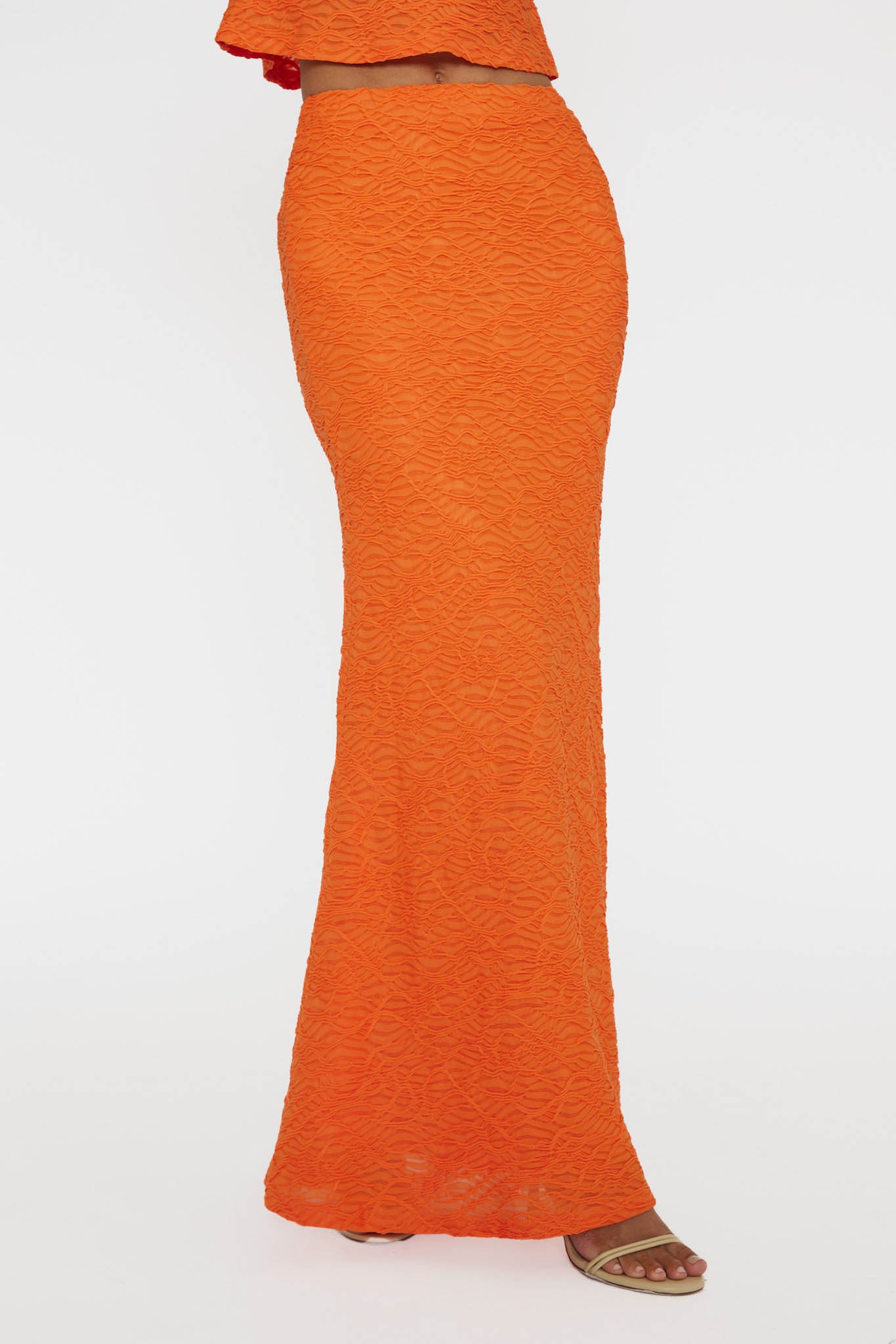 Chat Me Up Embellished Maxi Skirt Tangerine by Selfie Leslie