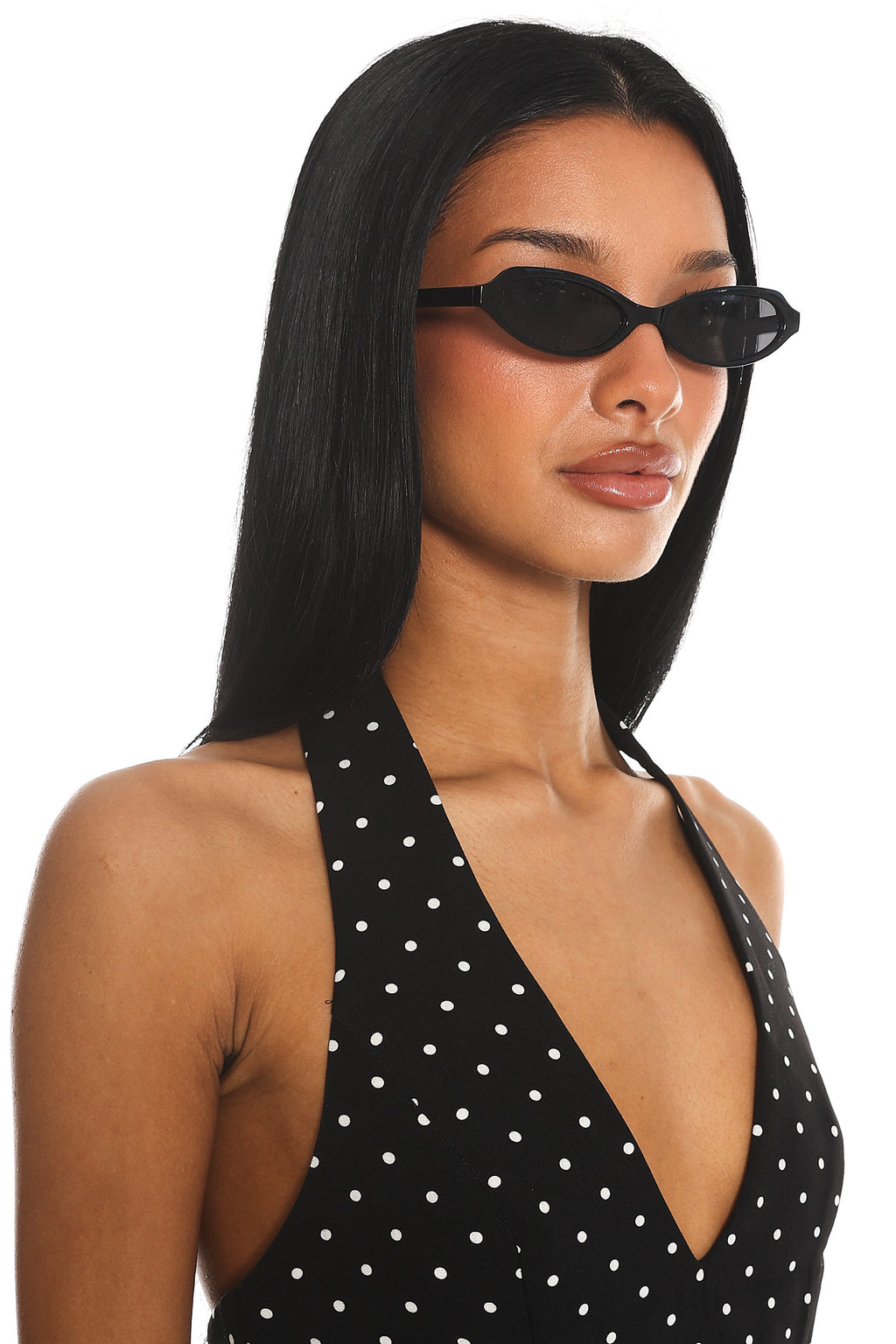 Monaco Slim Oval Sunglasses Black