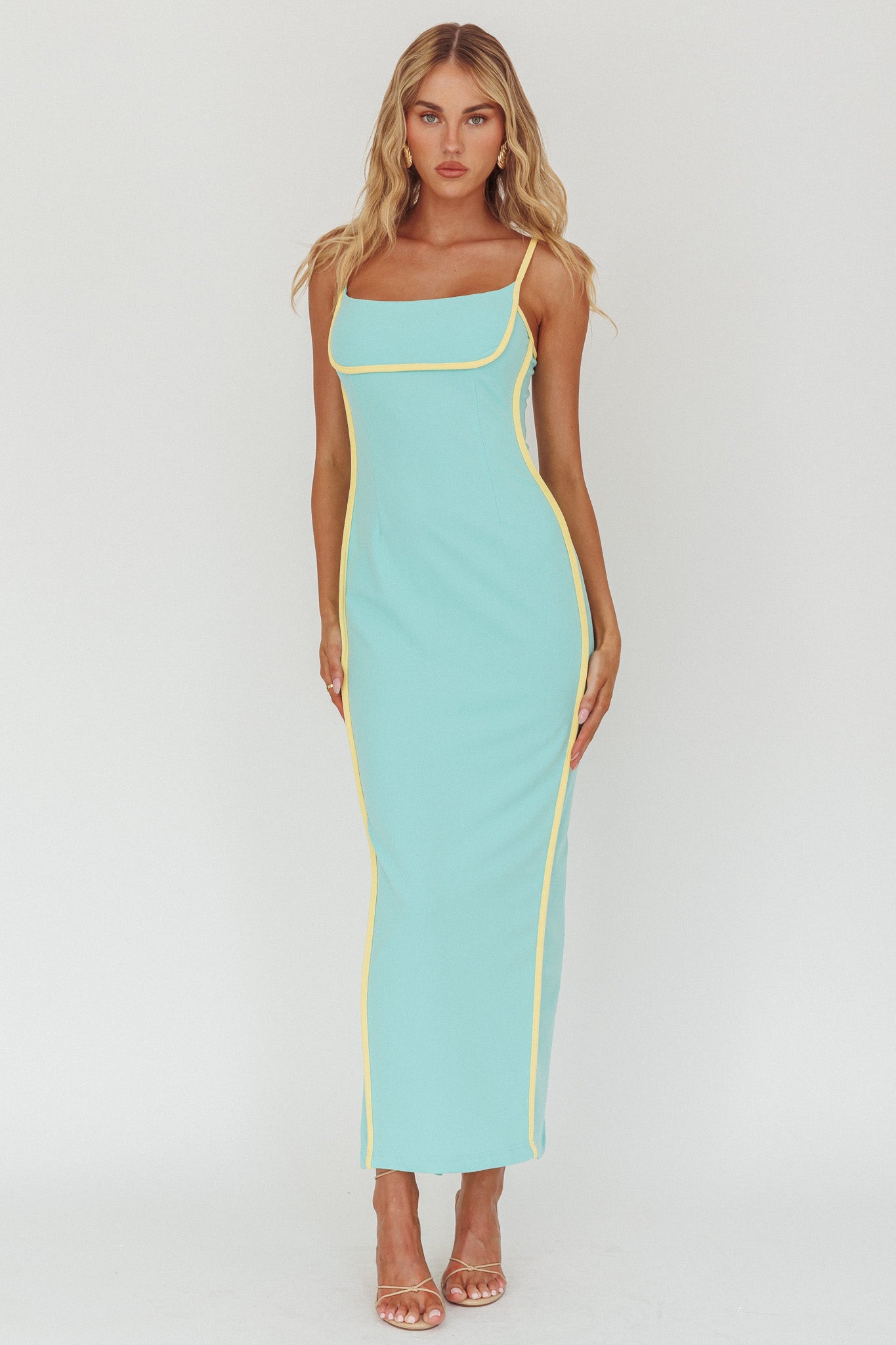 Sunny Coast Piping Trim Maxi Dress Peppermint by Selfie Leslie