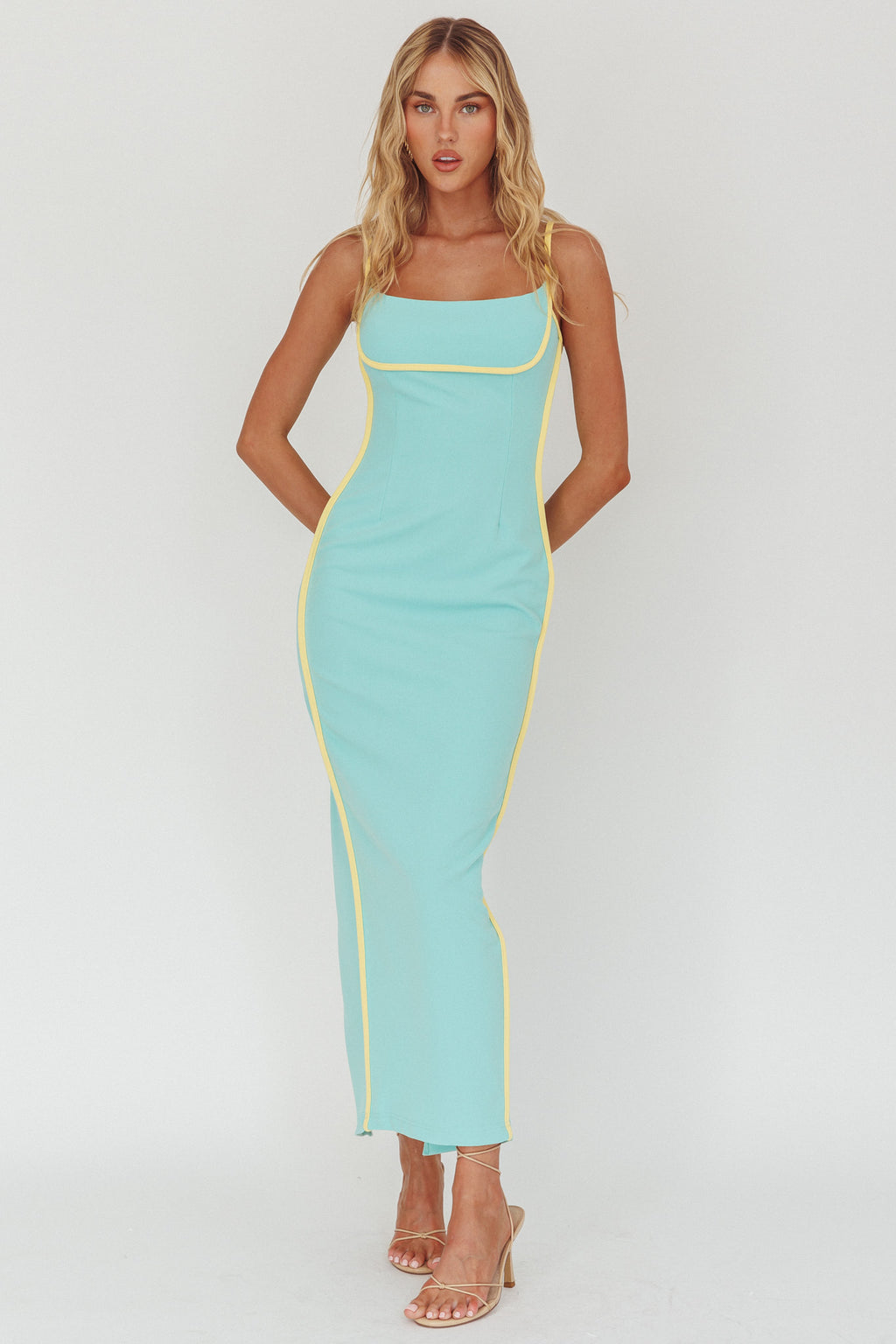 Sunny Coast Piping Trim Maxi Dress Peppermint by Selfie Leslie