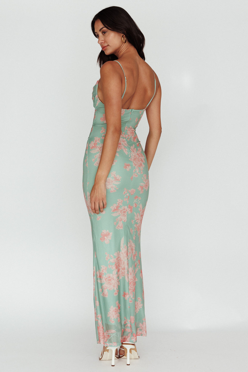 Teava Laced Waist Maxi Dress Floral Green by Selfie Leslie