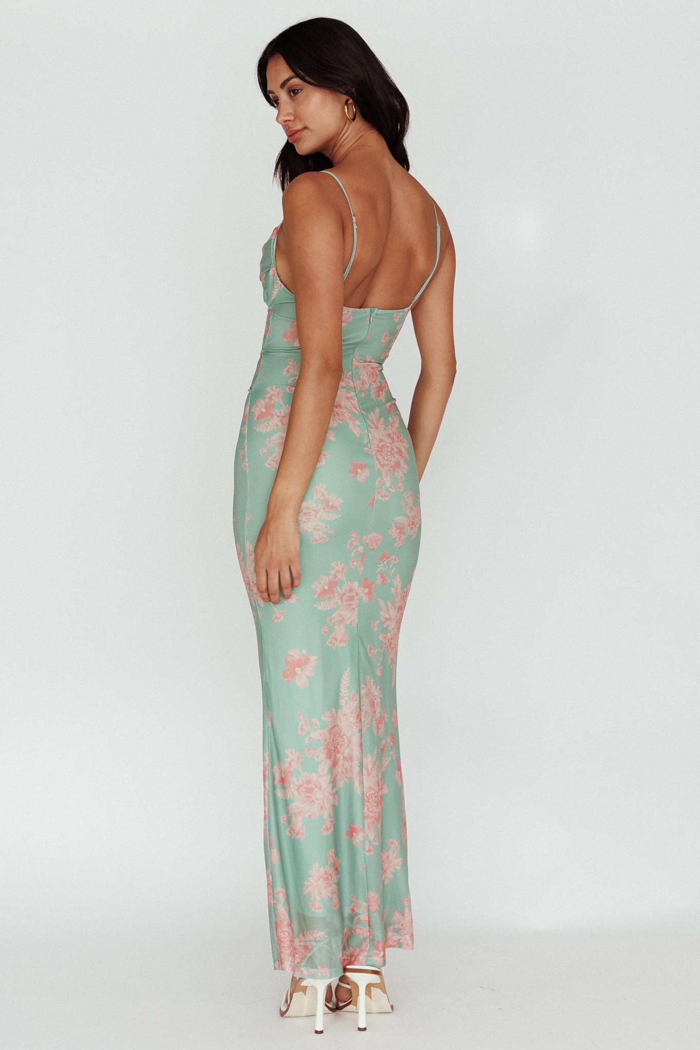 Teava Laced Waist Maxi Dress Floral Green by Selfie Leslie