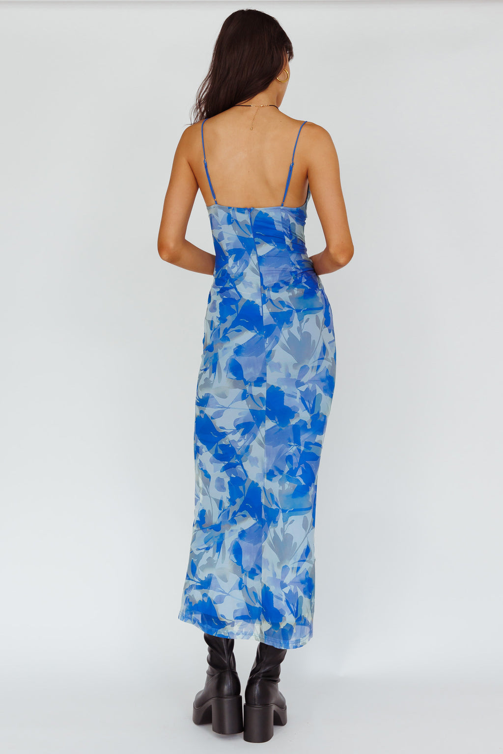 Teava Laced Waist Maxi Dress Print Floral Blue by Selfie Leslie