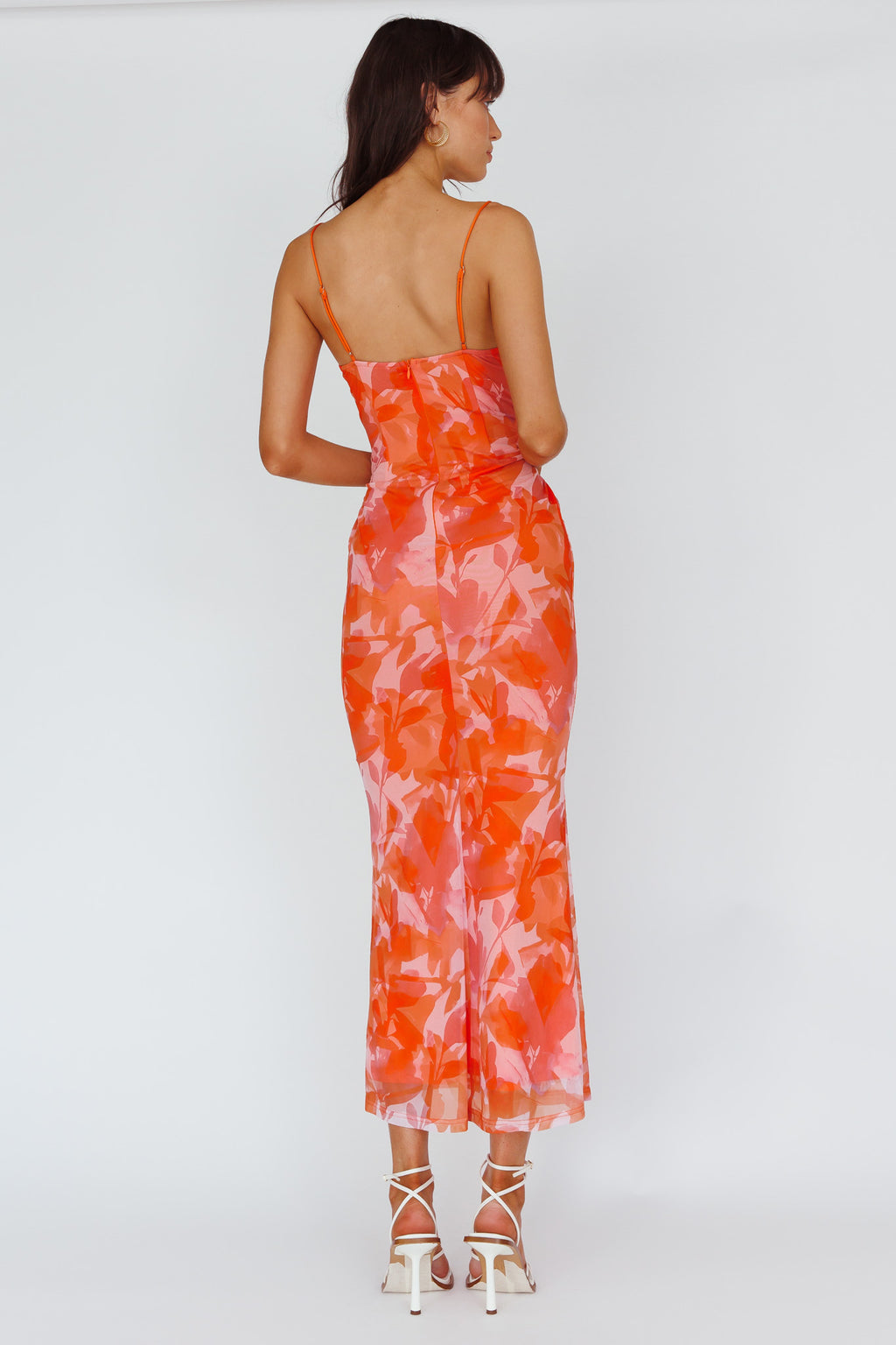 Teava Laced Waist Maxi Dress Print Floral Orange by Selfie Leslie